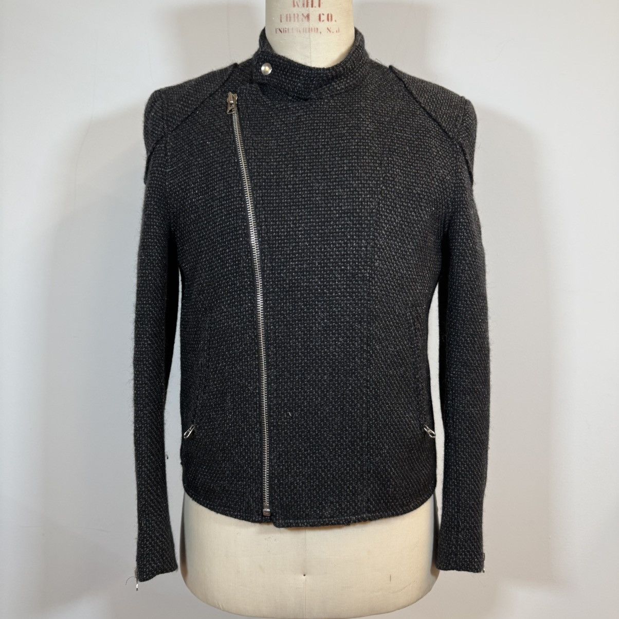 Japanese Brand Hiro Sawatari Black Lurex Boucle Moto Jacket Size US L / EU 52-54 / 3 - 1 Thumbnail