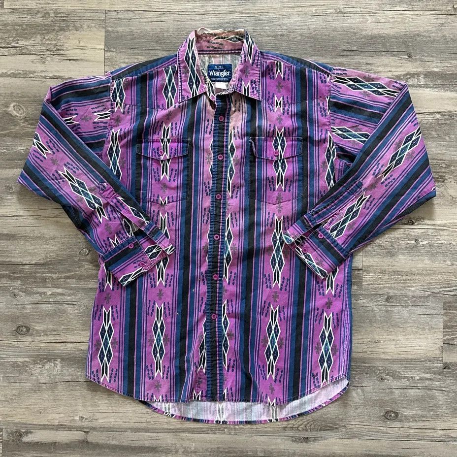 Wrangler Vintage Wrangler Brushpopper Western Button Shirt Size Large Size US L / EU 52-54 / 3 - 1 Thumbnail