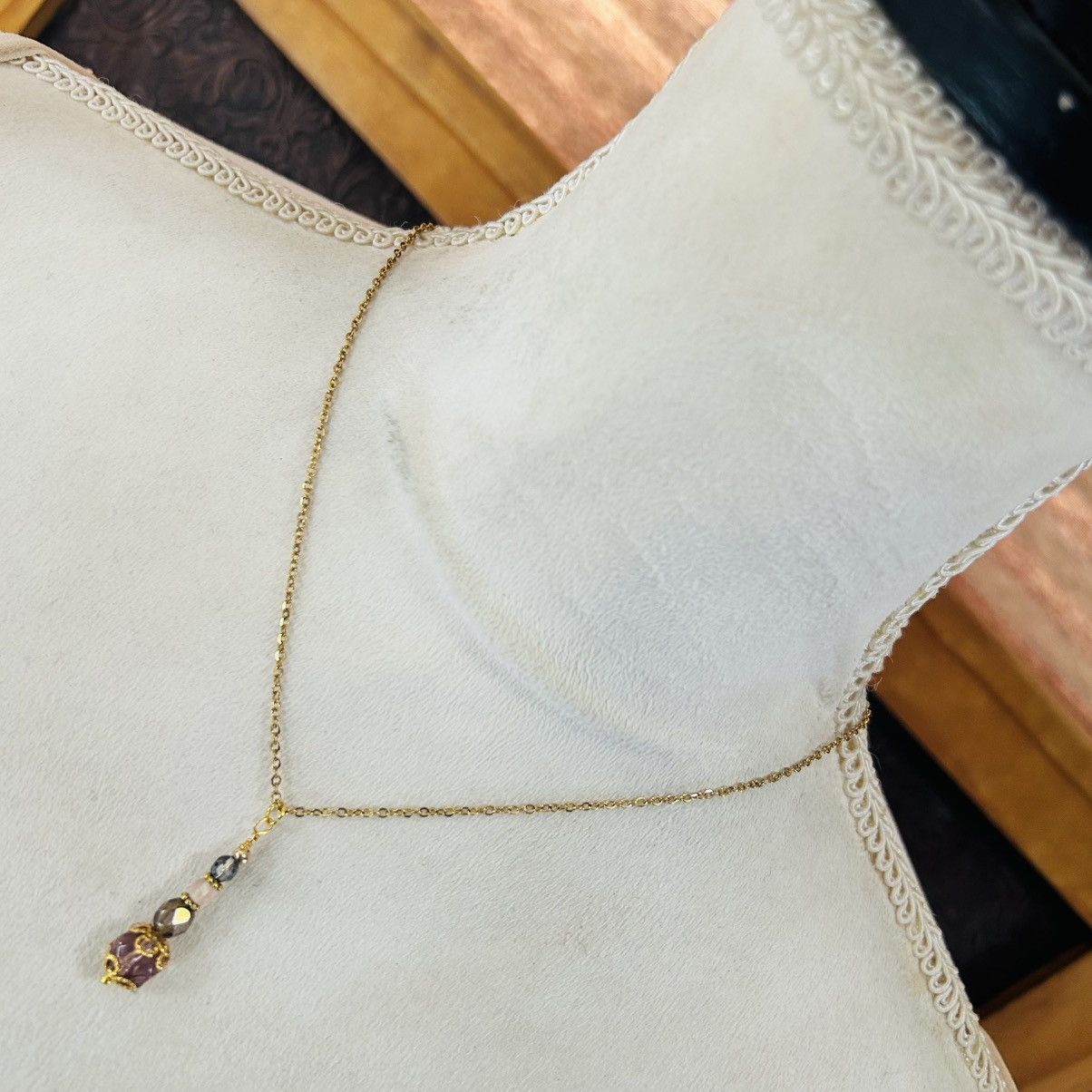 Handmade Handcrafted vintage bead faceted glass crystal drop necklace Size ONE SIZE - 1 Thumbnail