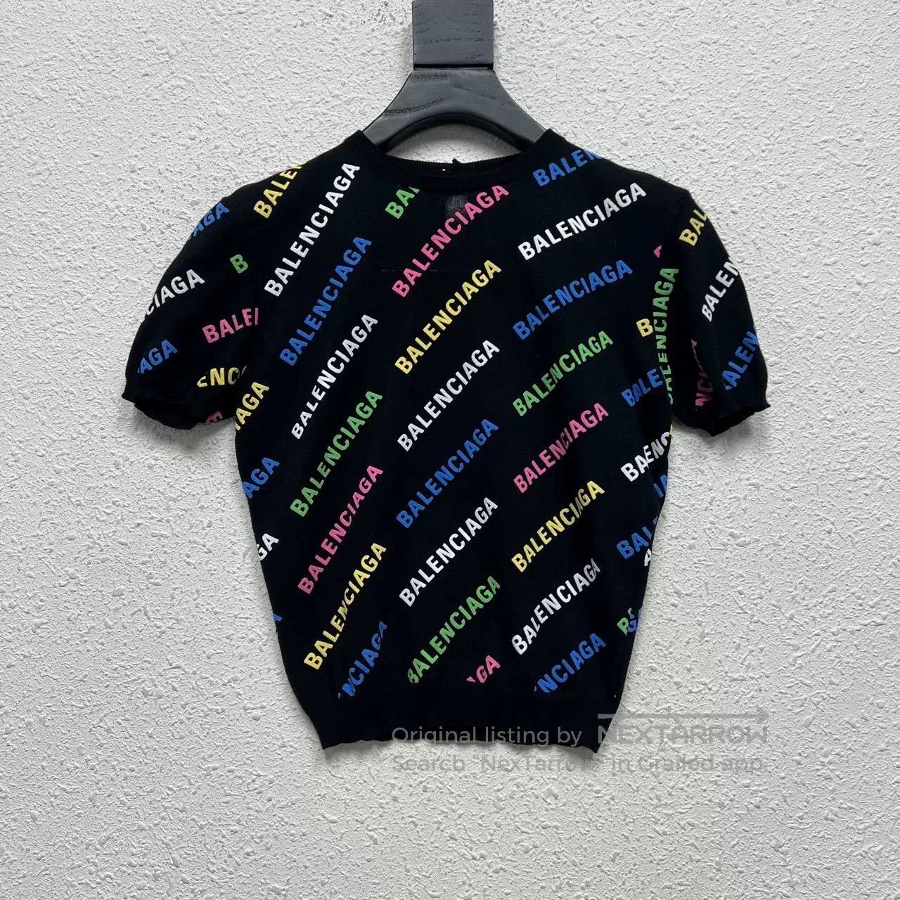 Balenciaga Balenciaga Colorful Logo Knit Short Sleeve Top. Size S / US 4 / IT 40 - 1 Thumbnail