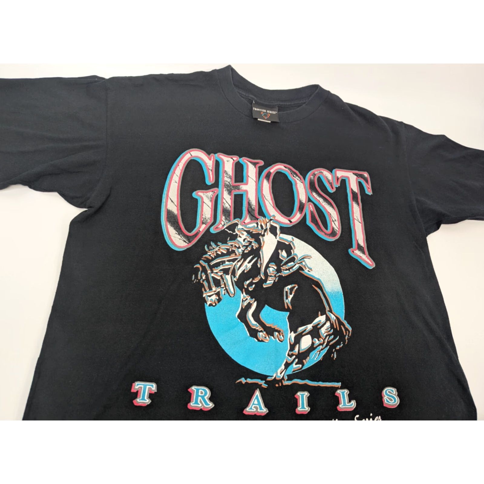 Vintage VINTAGE Frontier Series Ghost Trails Horse Rider Shirt XL Black Unisex Adults Crew Neck Short Sleeve USA Made 80s 90s Mens Womens Boys Girls Size US L / EU 52-54 / 3 - 2 Thumbnail