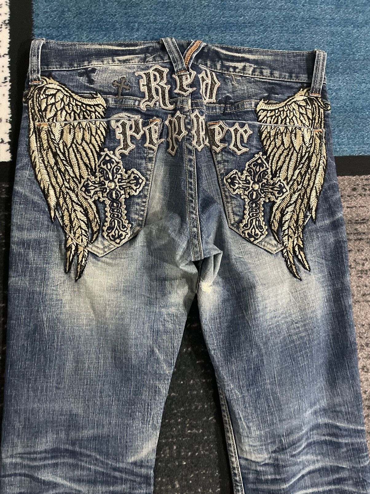 Japanese Brand VINTAGE RED PEPPER JAPAN&CO EMBROIDERY LOGO DENIM JEANS Size US 34 / EU 50 - 3 Thumbnail