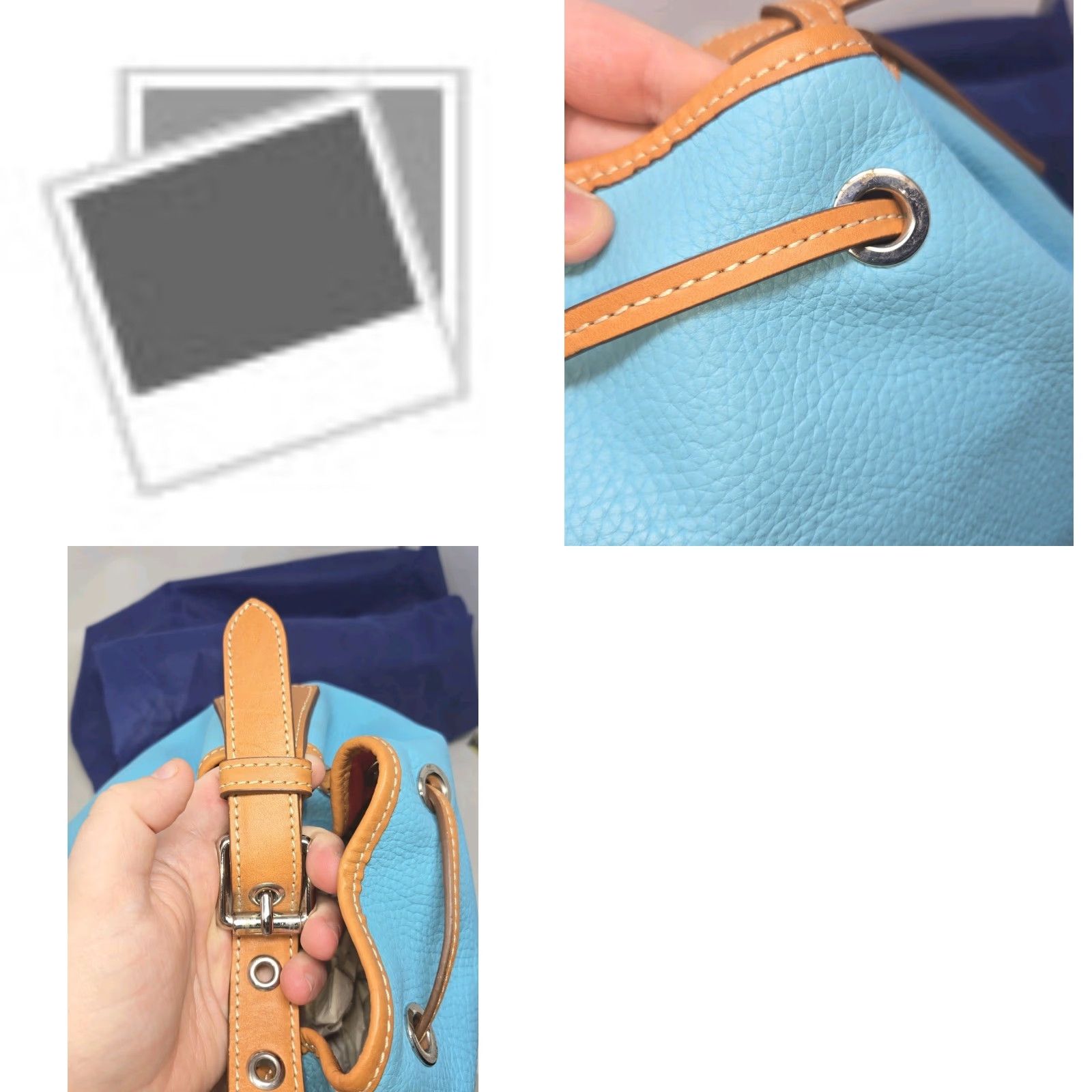 Dooney & Bourke Dooney & Bourke All Weather Leather Drawstring Bucket Bag Turquoise Dust Bag Turquoise Pebble Grain Leather Bucket & Drawstring Bag Womens Size ONE SIZE - 10 Thumbnail