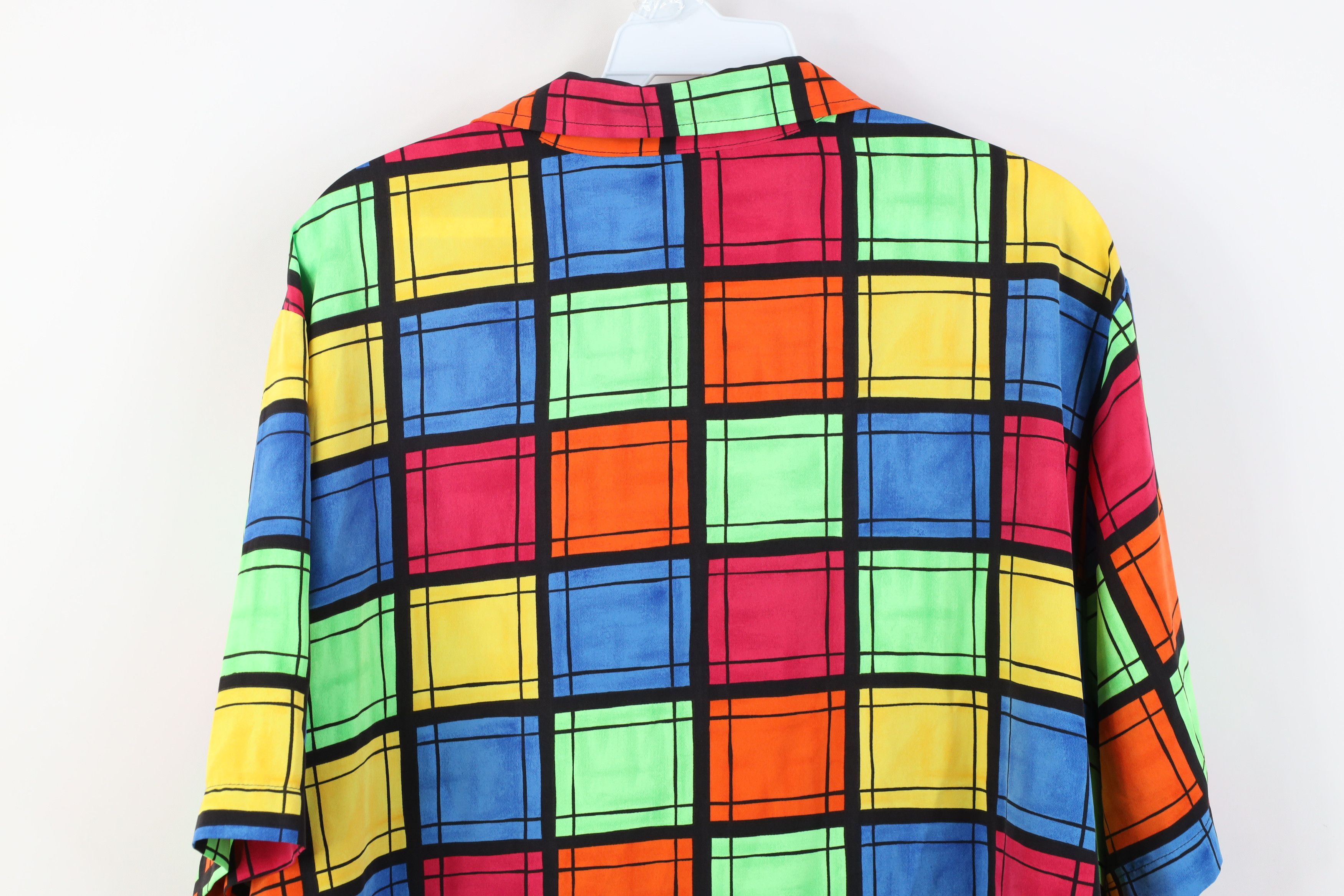 Vintage Vintage 90s Streetwear Checkered Camp Collar Button Shirt Size XXL / US 16-18 / IT 52-54 - 9 Thumbnail