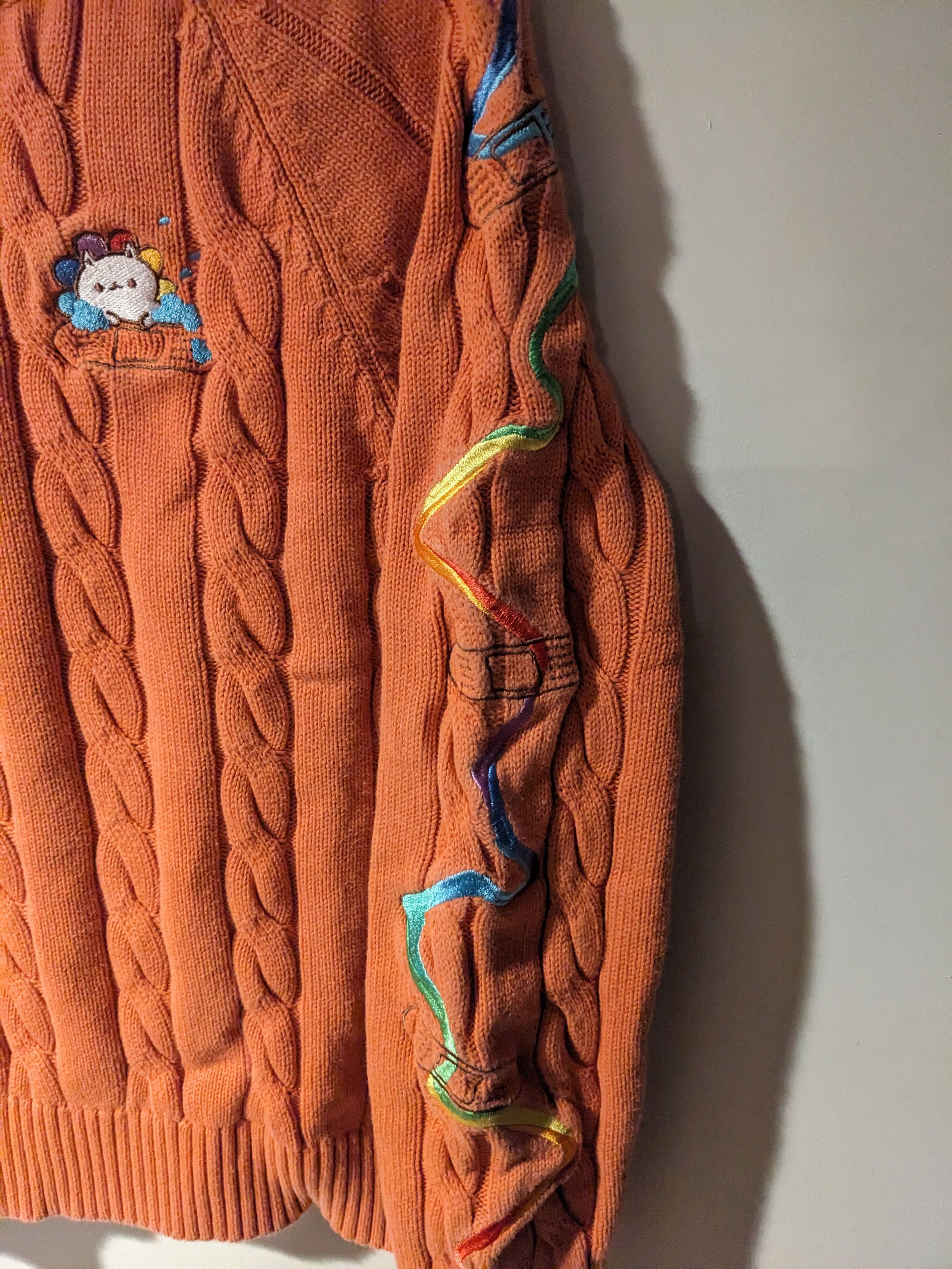 Designer Paws of Pride Cat Orange X-Small Cable Knitted Sweater Size US XS / EU 42 / 0 - 3 Thumbnail