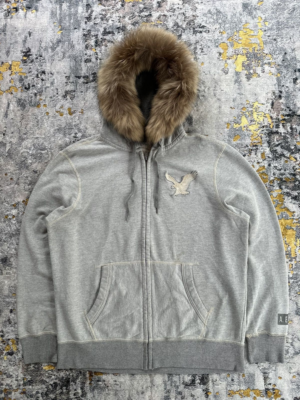 Beauty Beast VINTAGE DISTRESSED AMERICAN EAGLE FUR ZIPHOODIE I6W9 STYLE Size US XXL / EU 58 / 5 - 1 Thumbnail