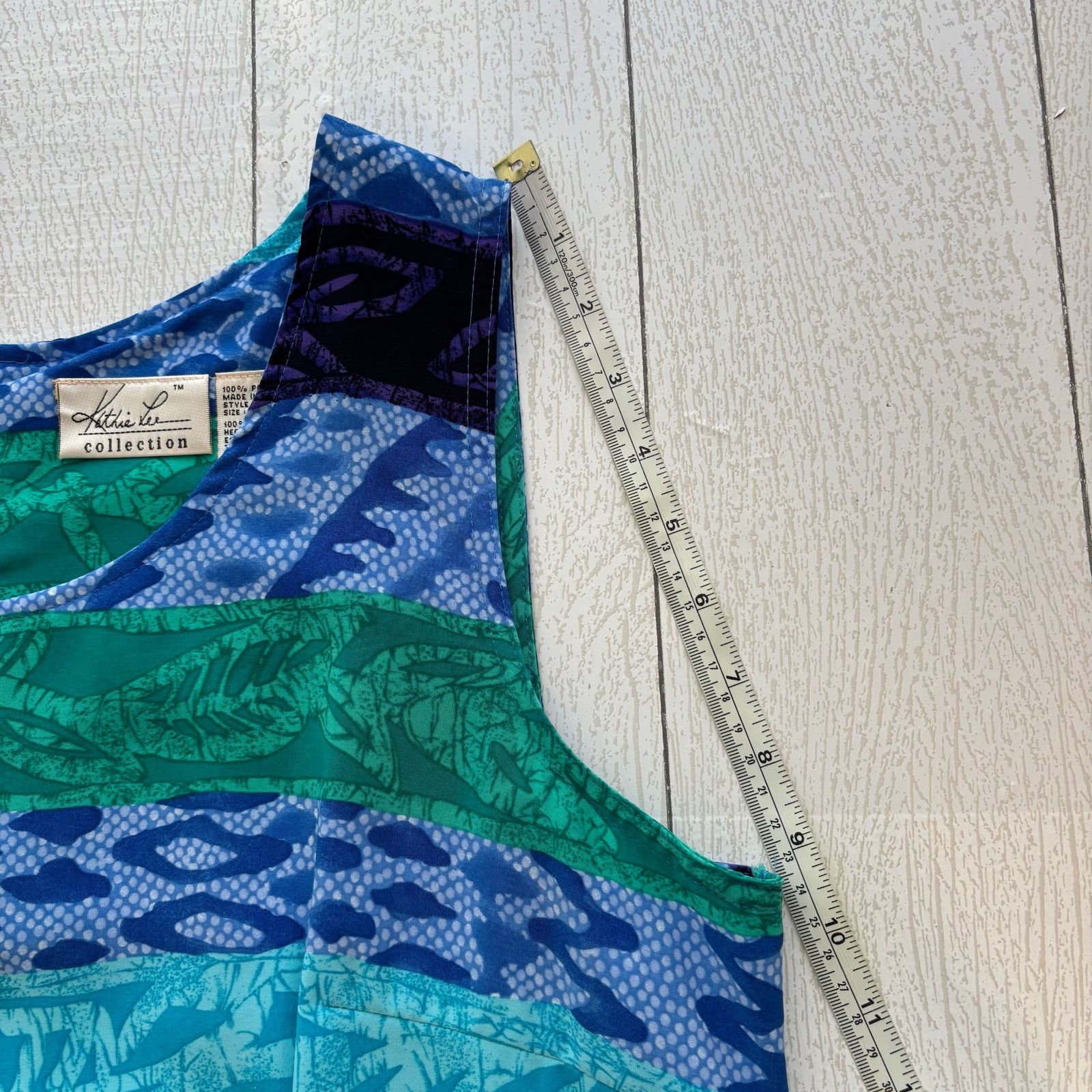 Other Kathie Lee Collection Blue Green Tropical Shift Dress 16 Size XXL / US 16-18 / IT 52-54 - 5 Thumbnail