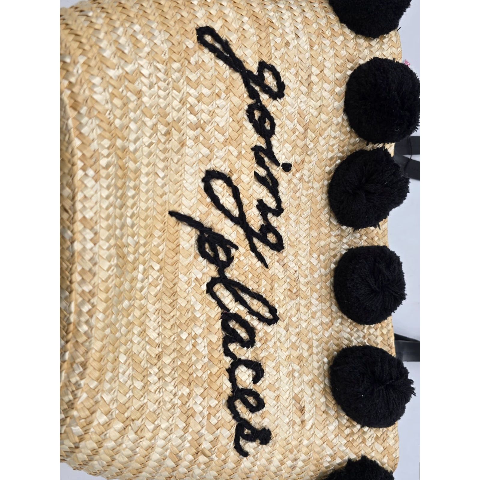Vintage NEW WITH TAGS Tickled Pink Going Places Pom Pom Wicker Bag Women Shoulder Bag Natural Beach Bag Size ONE SIZE - 3 Thumbnail