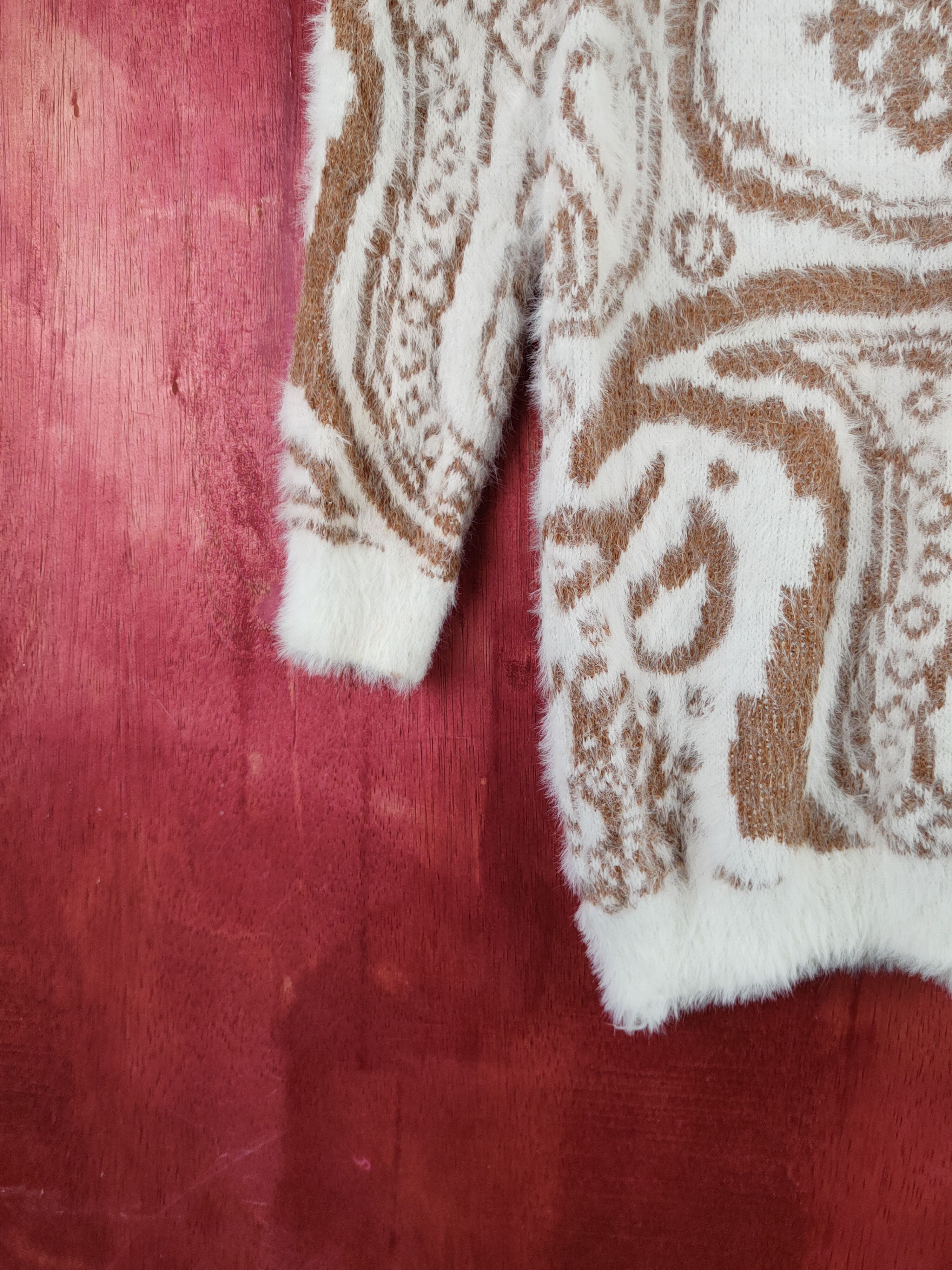 Homespun Knitwear × Japanese Brand Comma White Brown Shag Shaggy Fur Mohair Knitwear #S2004 Size M / US 6-8 / IT 42-44 - 4 Thumbnail