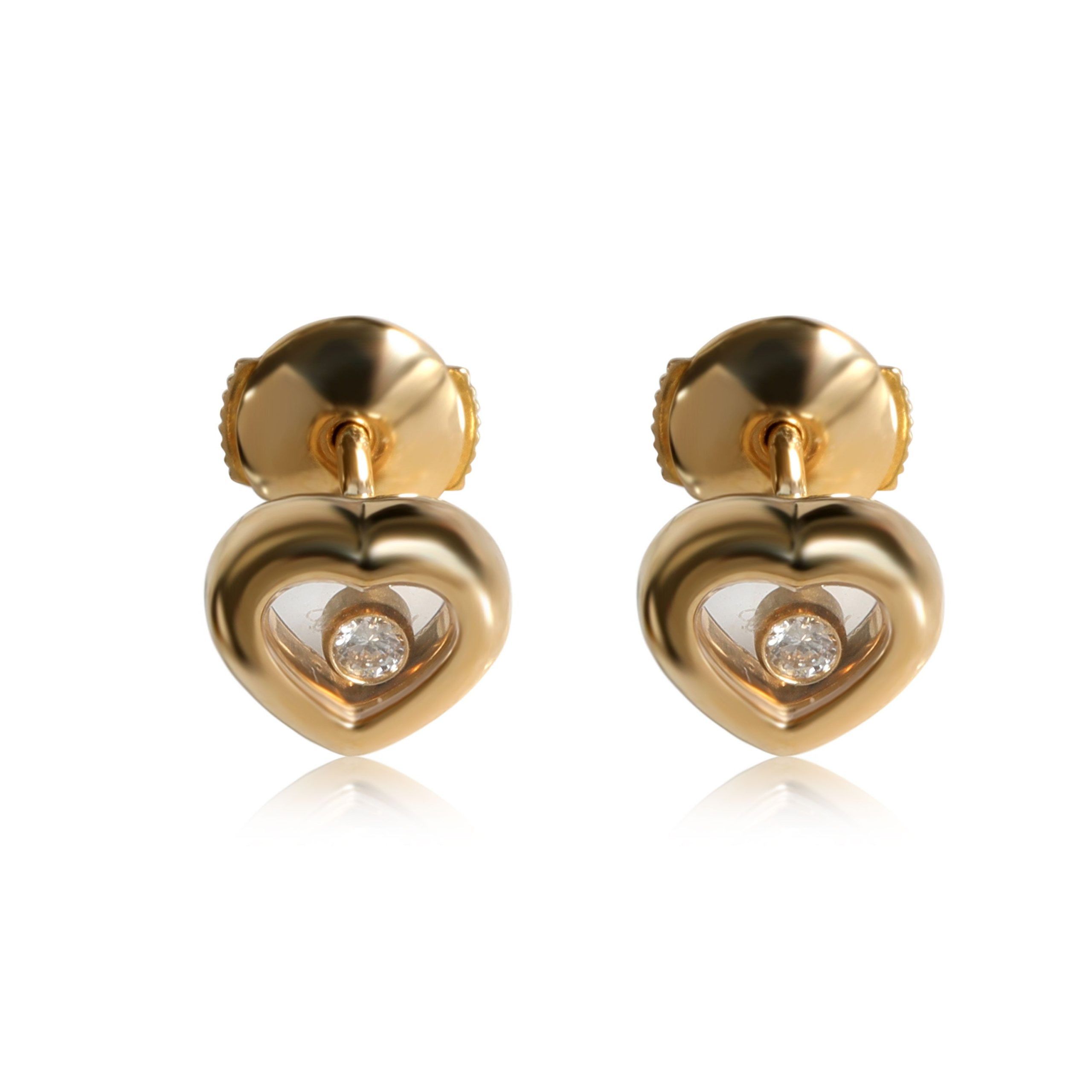image of Chopard Happy Diamonds Heart Earrings In 18K Yellow Gold 0.11 Ctw, Women's