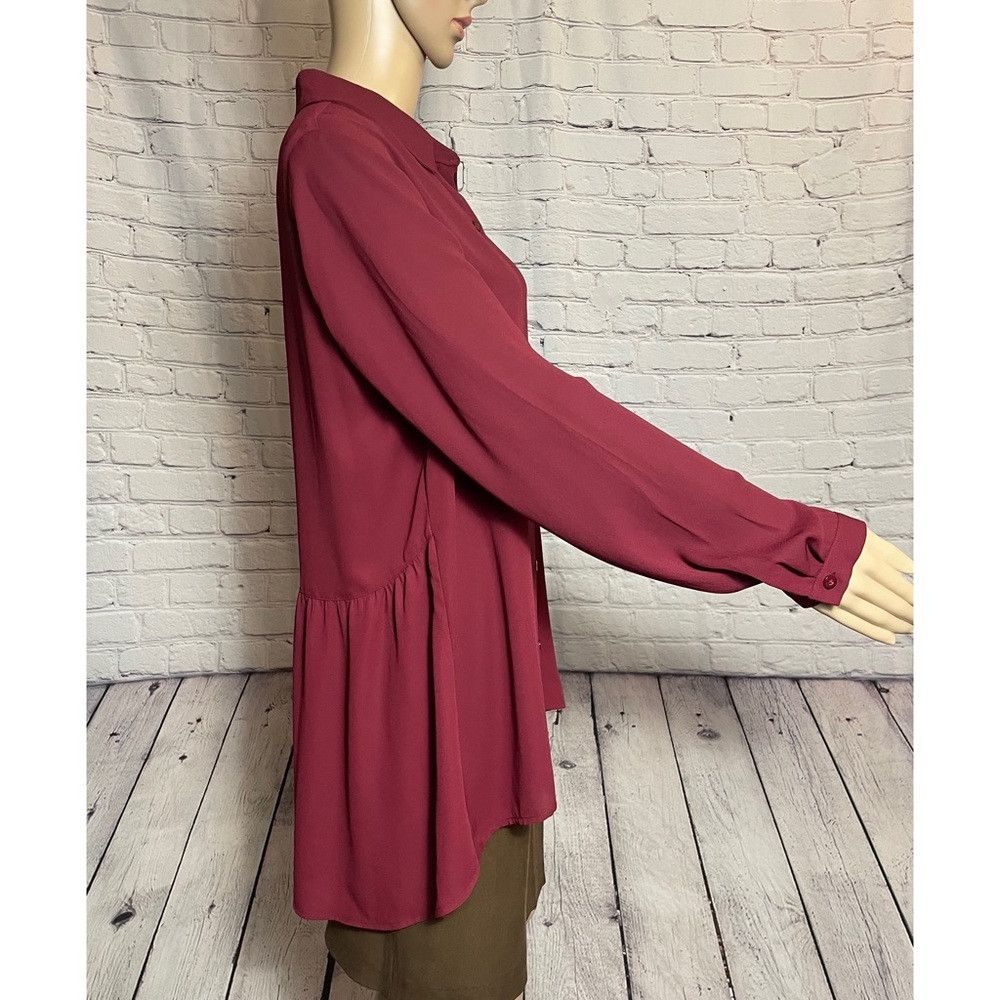 Other New Susan Graver Wine Long Sleeve Blouse Size 8 Size M / US 6-8 / IT 42-44 - 3 Thumbnail
