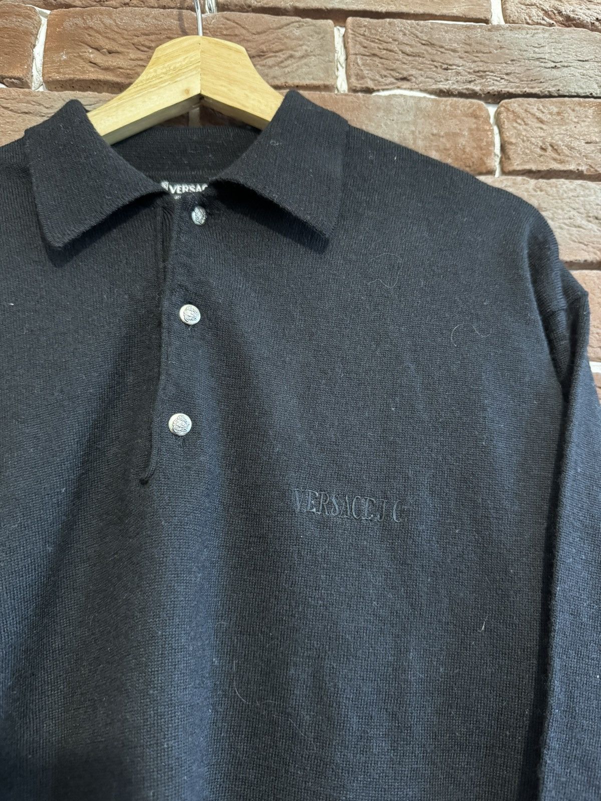 Versace Vintage 90s Versace Jeans Couture Knitted Polo Sweatshirt Size US XL / EU 56 / 4 - 3 Thumbnail