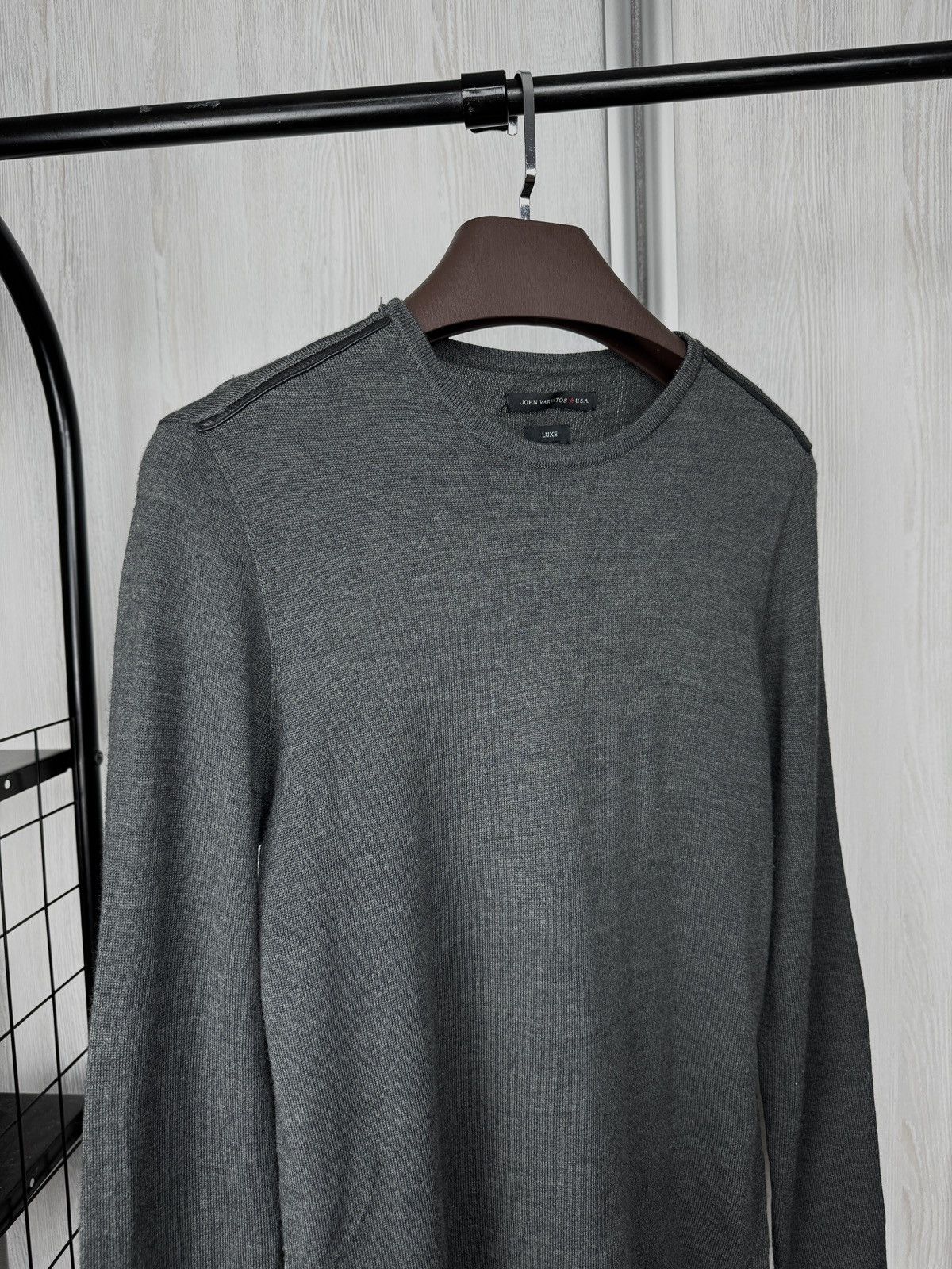 John Varvatos John Varvatos Luxe Line grey wool blend leather trim sweater Size US S / EU 44-46 / 1 - 4 Thumbnail