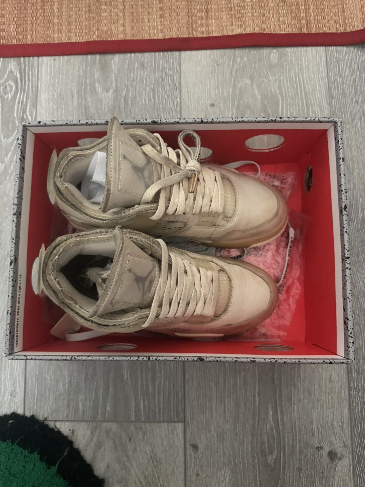 Jordan Brand × Off-White Air Jordan 4 Retro Off-White Sail US 6M/7.5W Used Size US 6 / EU 39 - 3 Thumbnail