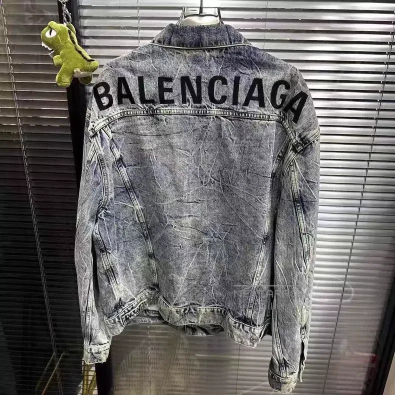 Balenciaga Balenciaga Water ripple back embroidered logo denim jacket Size XS / US 0-2 / IT 36-38 - 3 Thumbnail