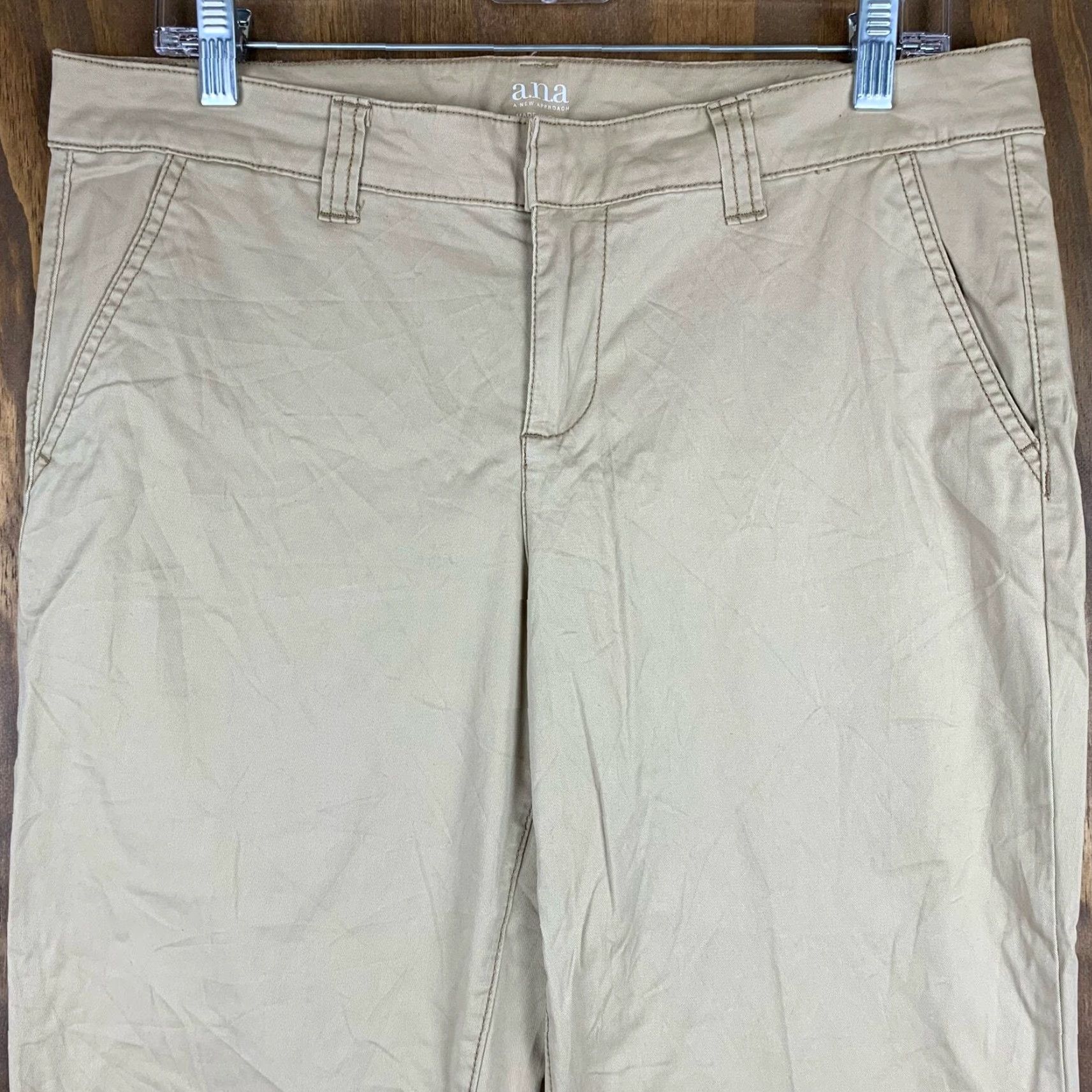 Vintage VINTAGE a.n.a Womens Pants Tan Chino Crop Capris Mid Rise Stretch 8 Casual Workwear Size 34" / US 12 / IT 48 - 2 Thumbnail
