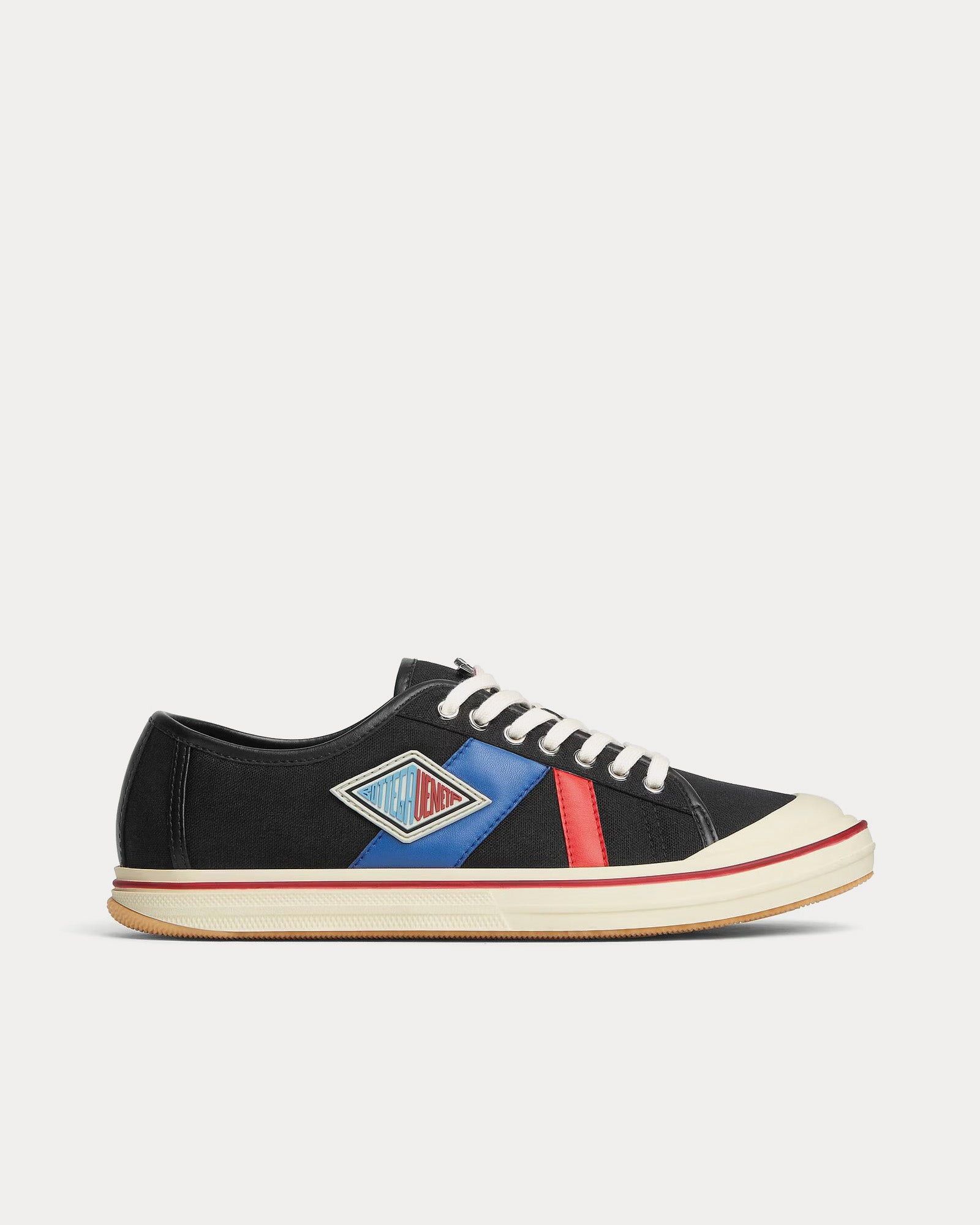 Eliot leather-trimmed canvas low top sneakers in black
