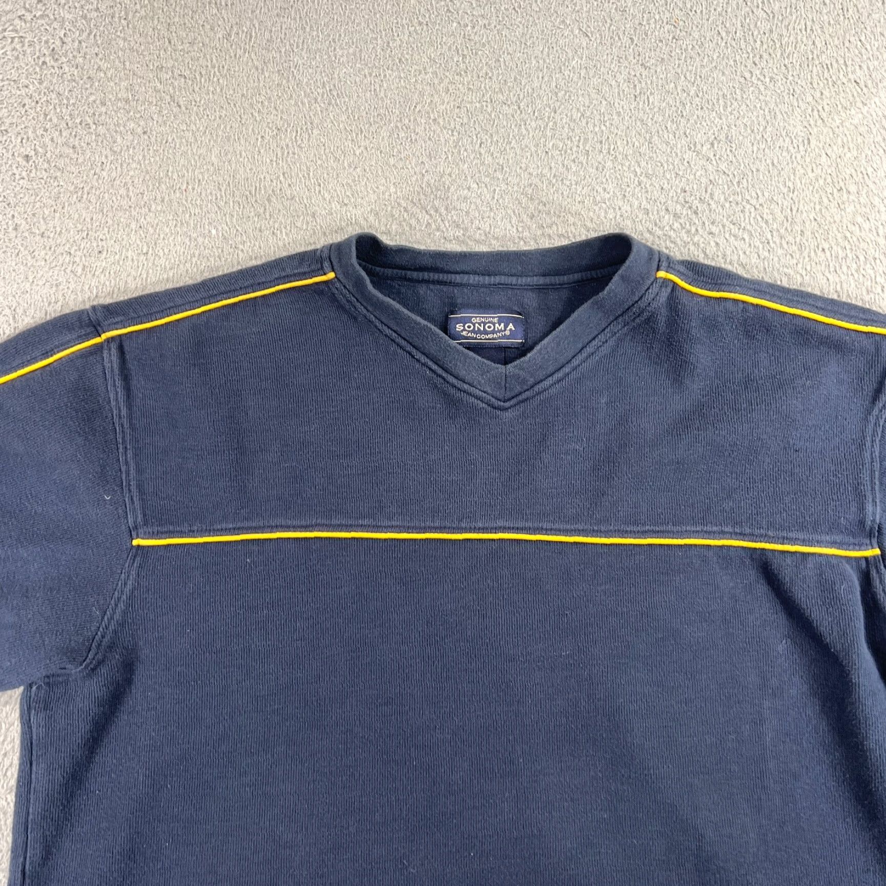 Vintage VTG Sonoma Pullover Sweater Mens XL Blue Striped Knit V-Neck Long Sleeve Casua l All Seasons 90s Classic Vintage Size US XL / EU 56 / 4 - 2 Thumbnail