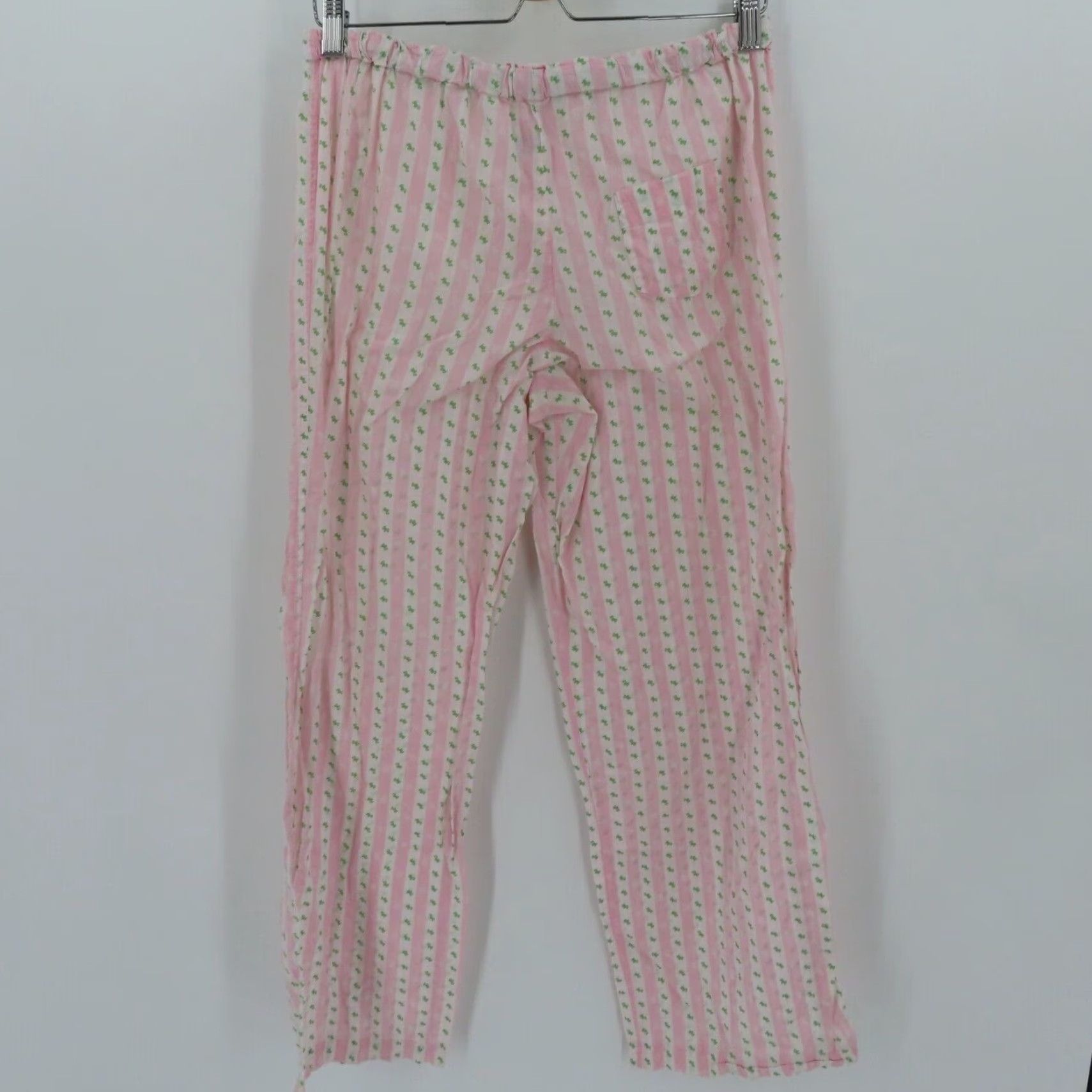 Victoria's Secret Victoria's Secret Pajama Pants Women M Striped Pink Green White Dog Print Cotton Lounge Pull On Size 32" / US 10 / IT 46 - 5 Thumbnail