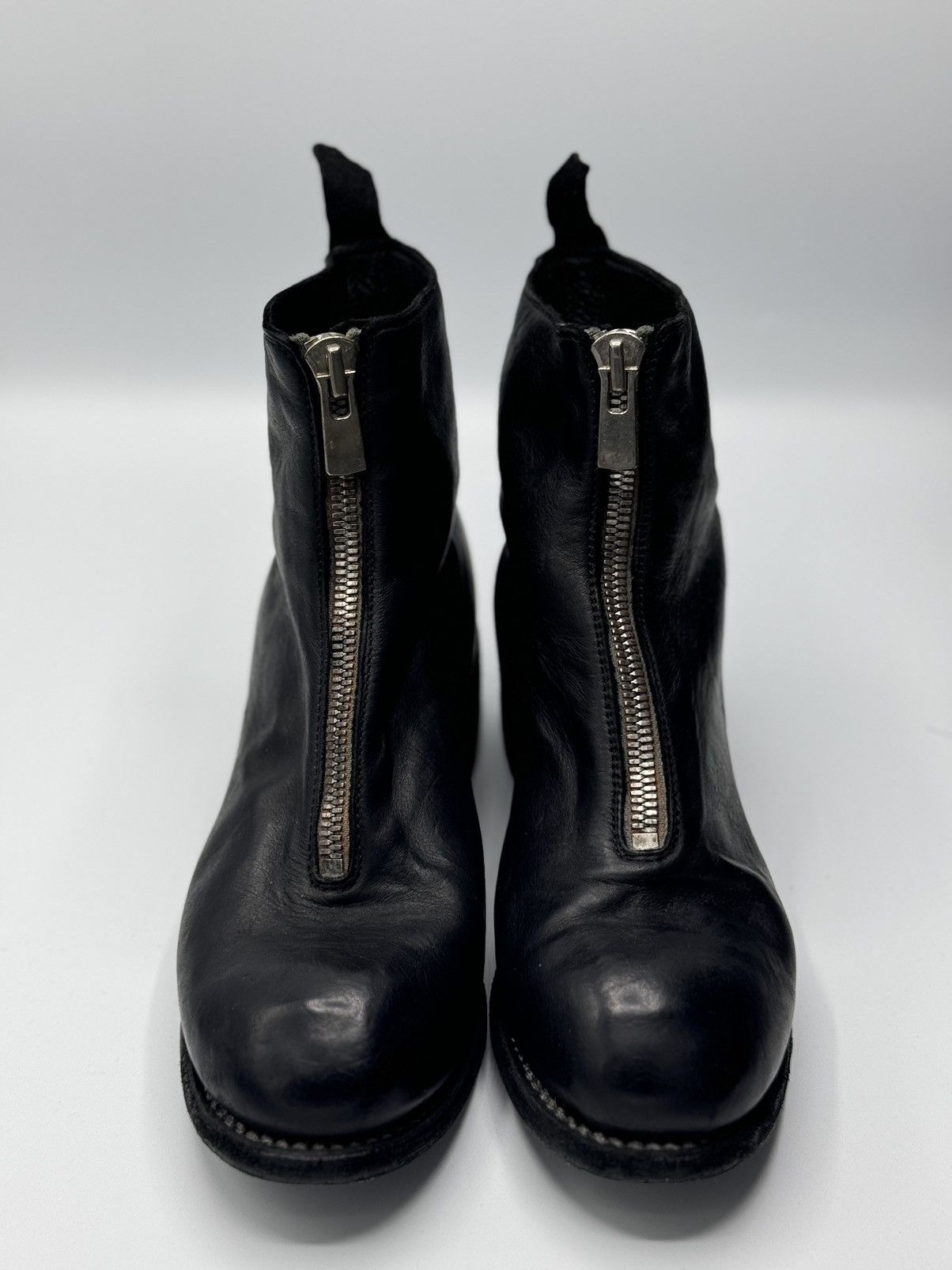 Guidi Guidi PL1 Black Soft Horse Full Grain Front Zip Ankle Boots  