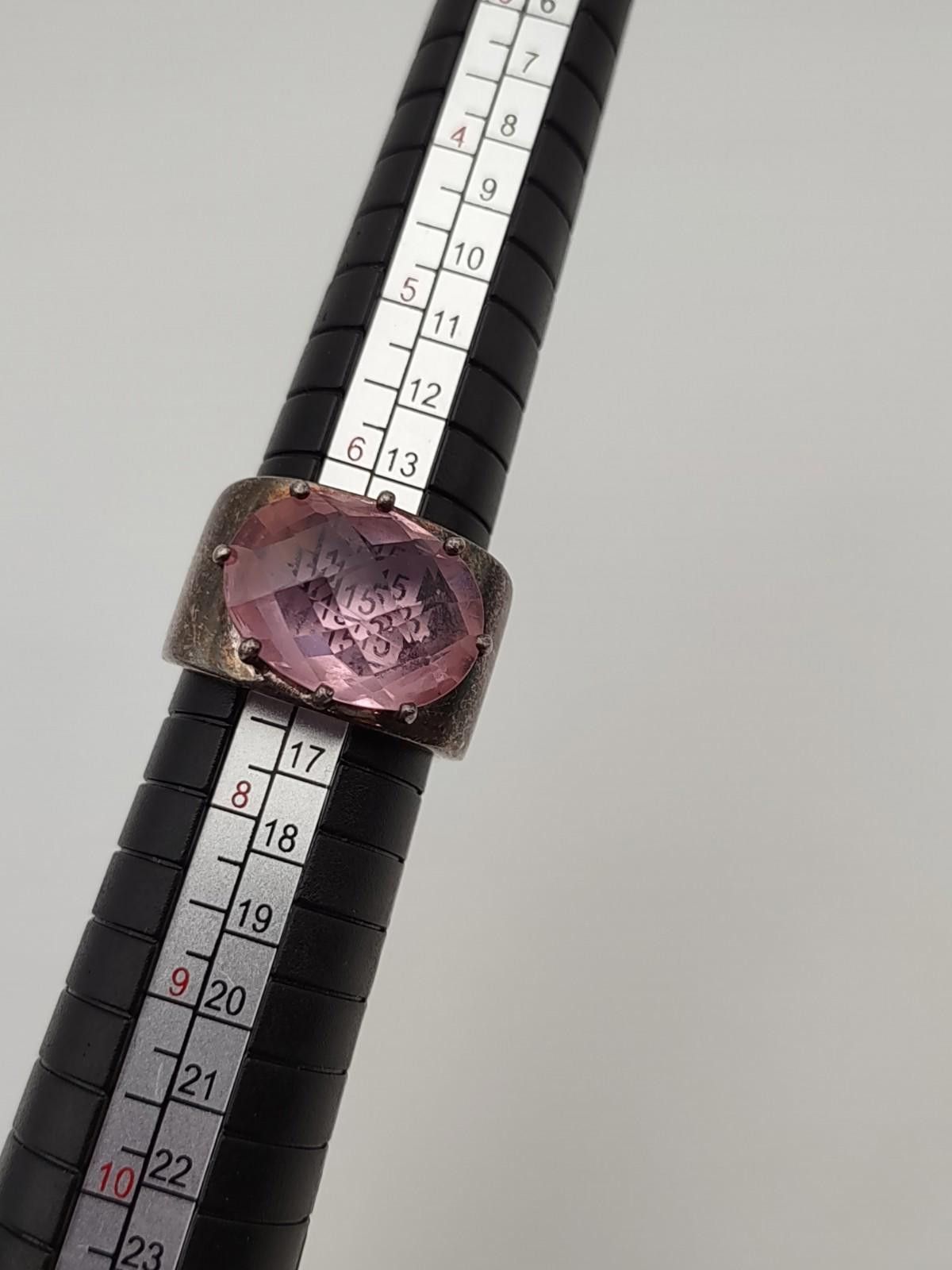 The Unbranded Brand Vintage 925 Sterling Wide Pink Statement Ring Sz 7 Size ONE SIZE - 3 Thumbnail