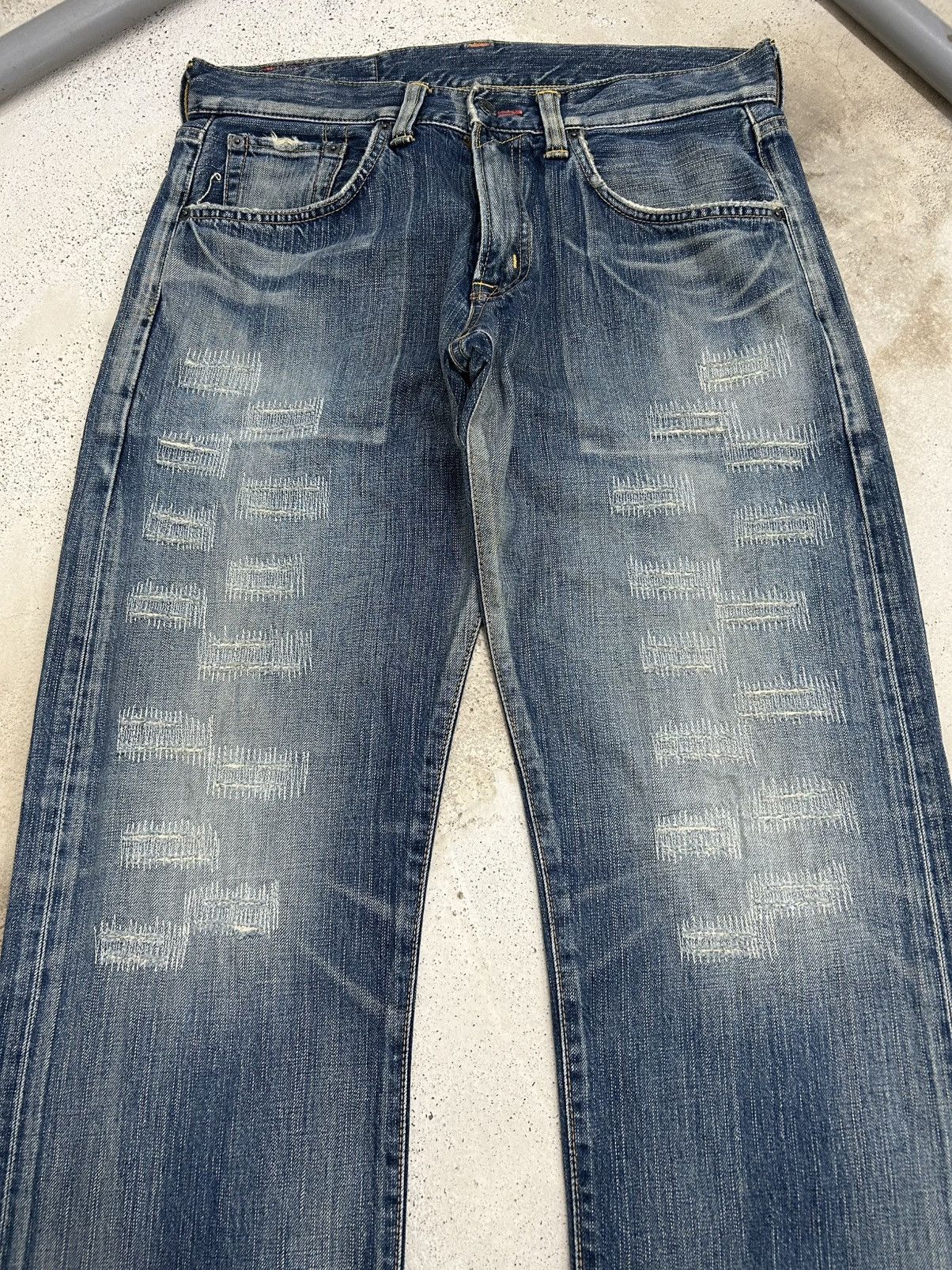 Edwin Vintage Edwin 504 Baggy Unique Stitching Blue Washed Size US 33 - 4 Thumbnail