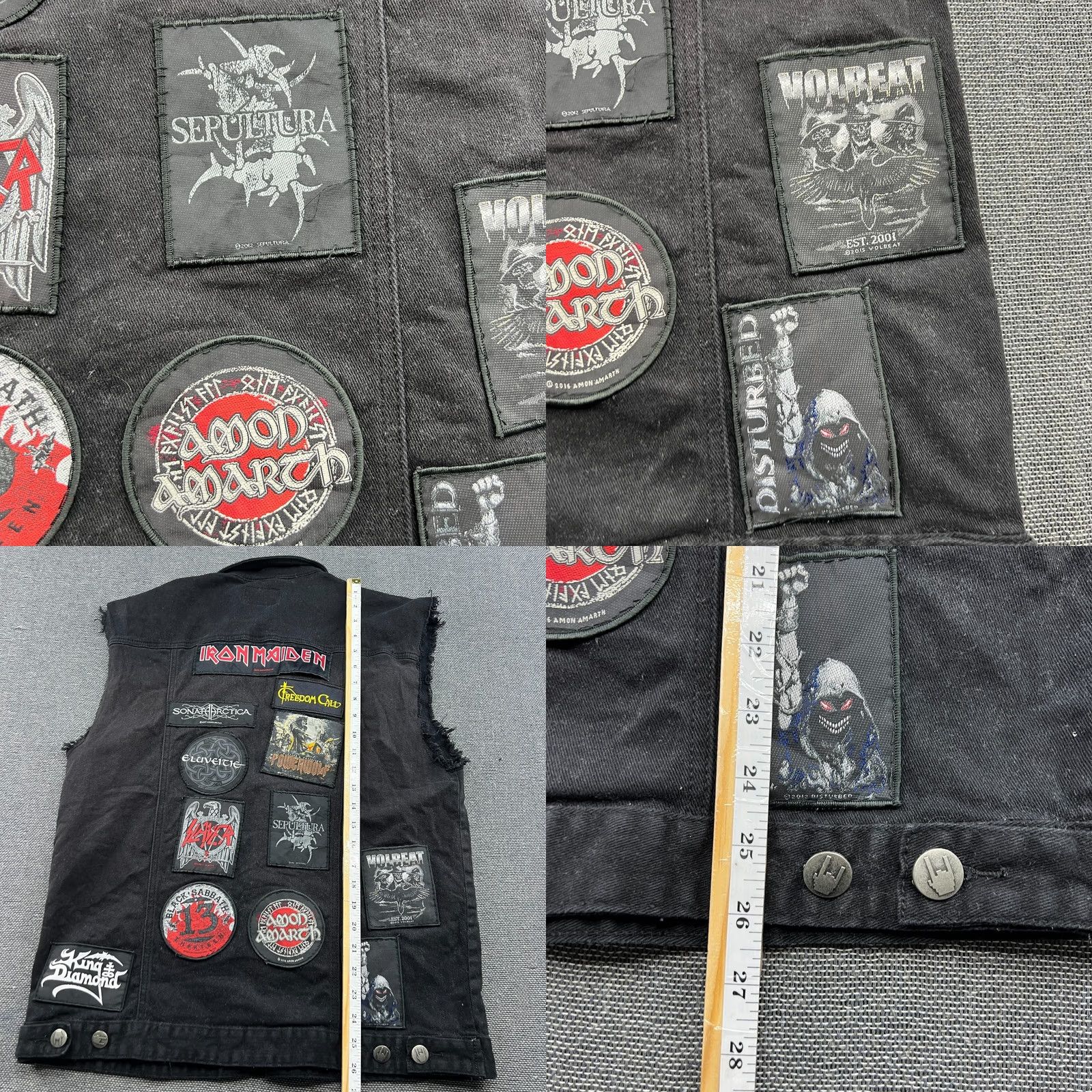 Vintage VINTAGE EMP Y2K Custom Made Embroidered Heavy Metal Vest Large Black Concert Trashed Муж Size US L / EU 52-54 / 3 - 10 Thumbnail