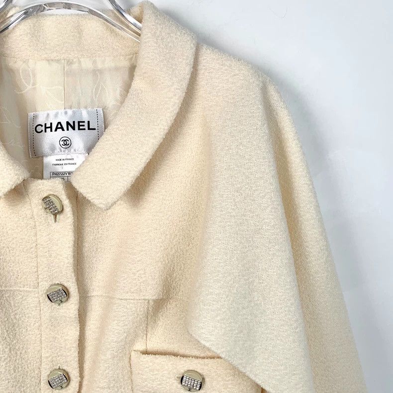 Chanel Chanel Beige double C logo buckle lapel wool cloak jacket 2 Size XS / US 0-2 / IT 36-38 - 3 Thumbnail