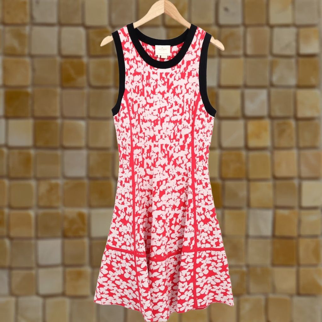 Vintage kate spade new york Women's Floral Jacquard Knit Dress In Dive Right In Geranium Sz L NEW Size L / US 10 / IT 46 - 1 Thumbnail
