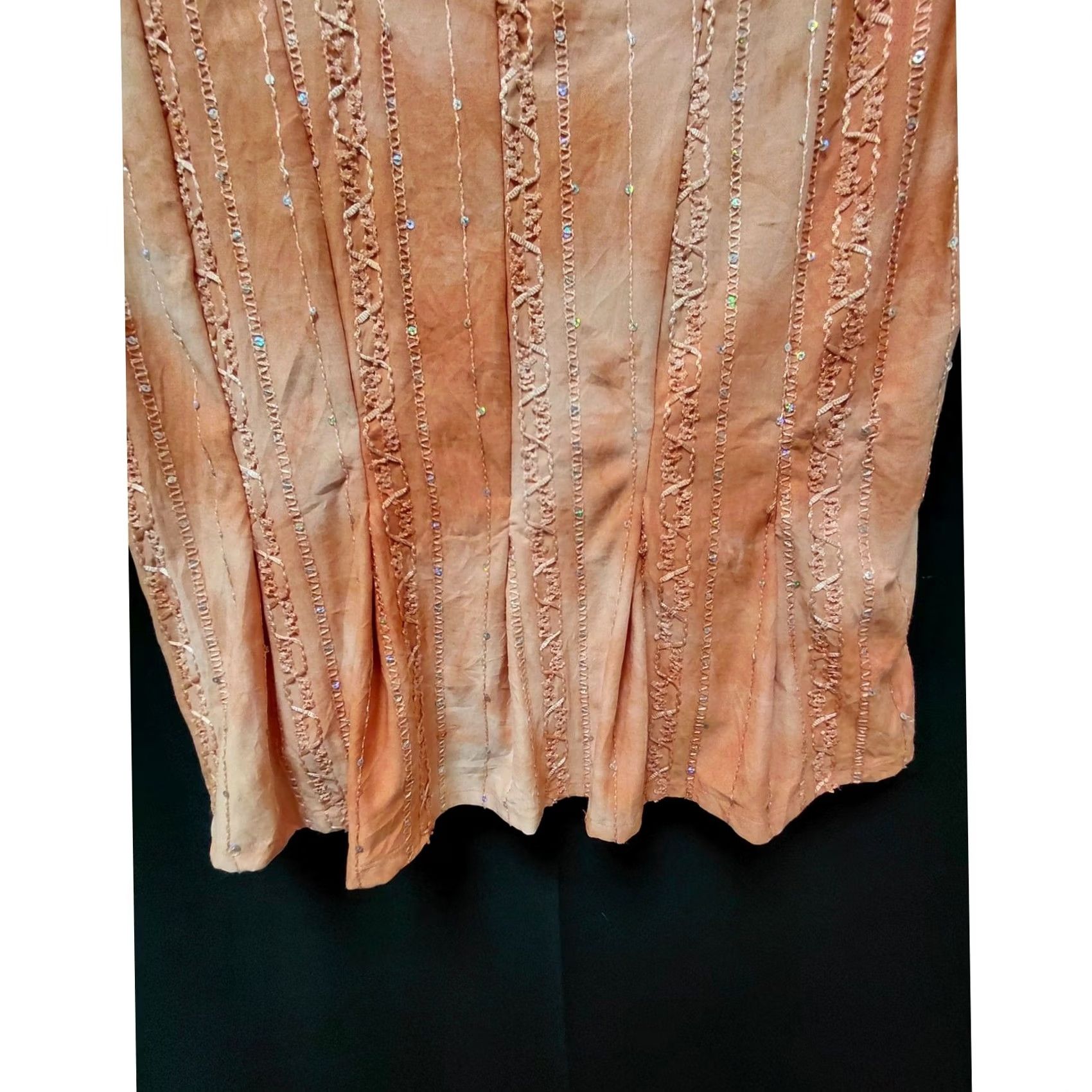 Vintage VINTAGE ava & grace petite Embroidered Top Orange Solid Short Sleeve Women PM V-Neck Blouse Size M / US 6-8 / IT 42-44 - 3 Thumbnail
