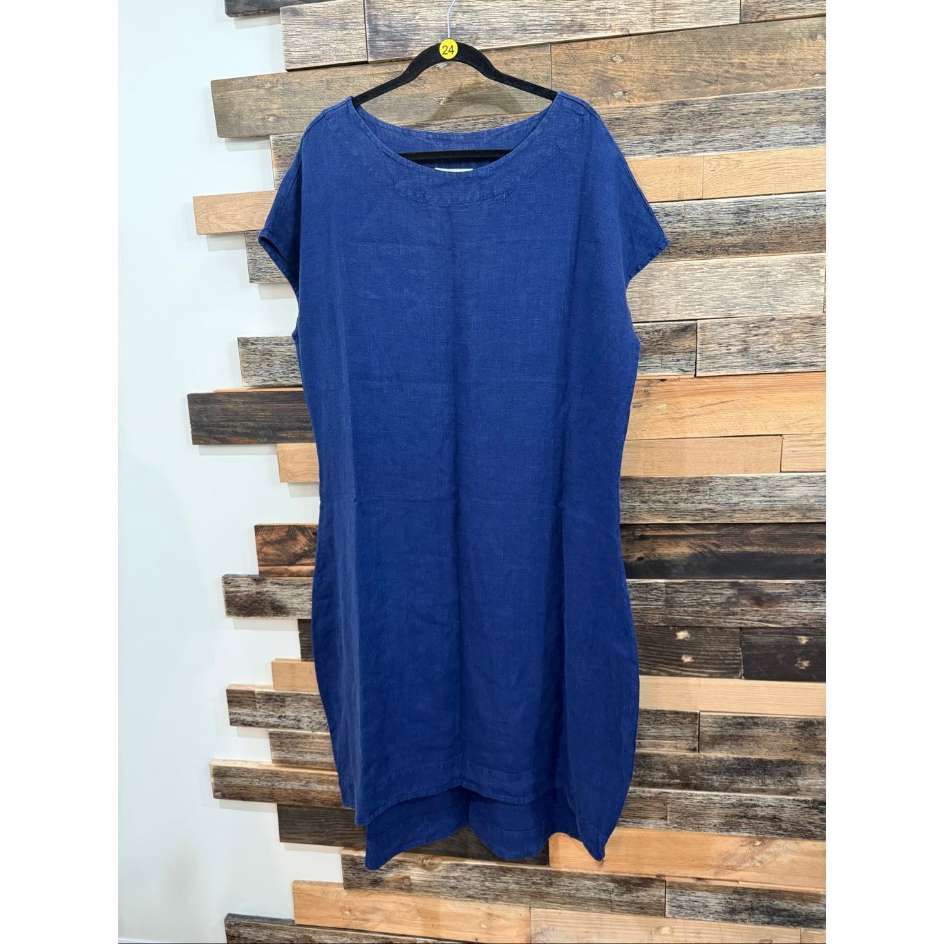 Bryn Walker blue linen boho lagenlook dress size Large