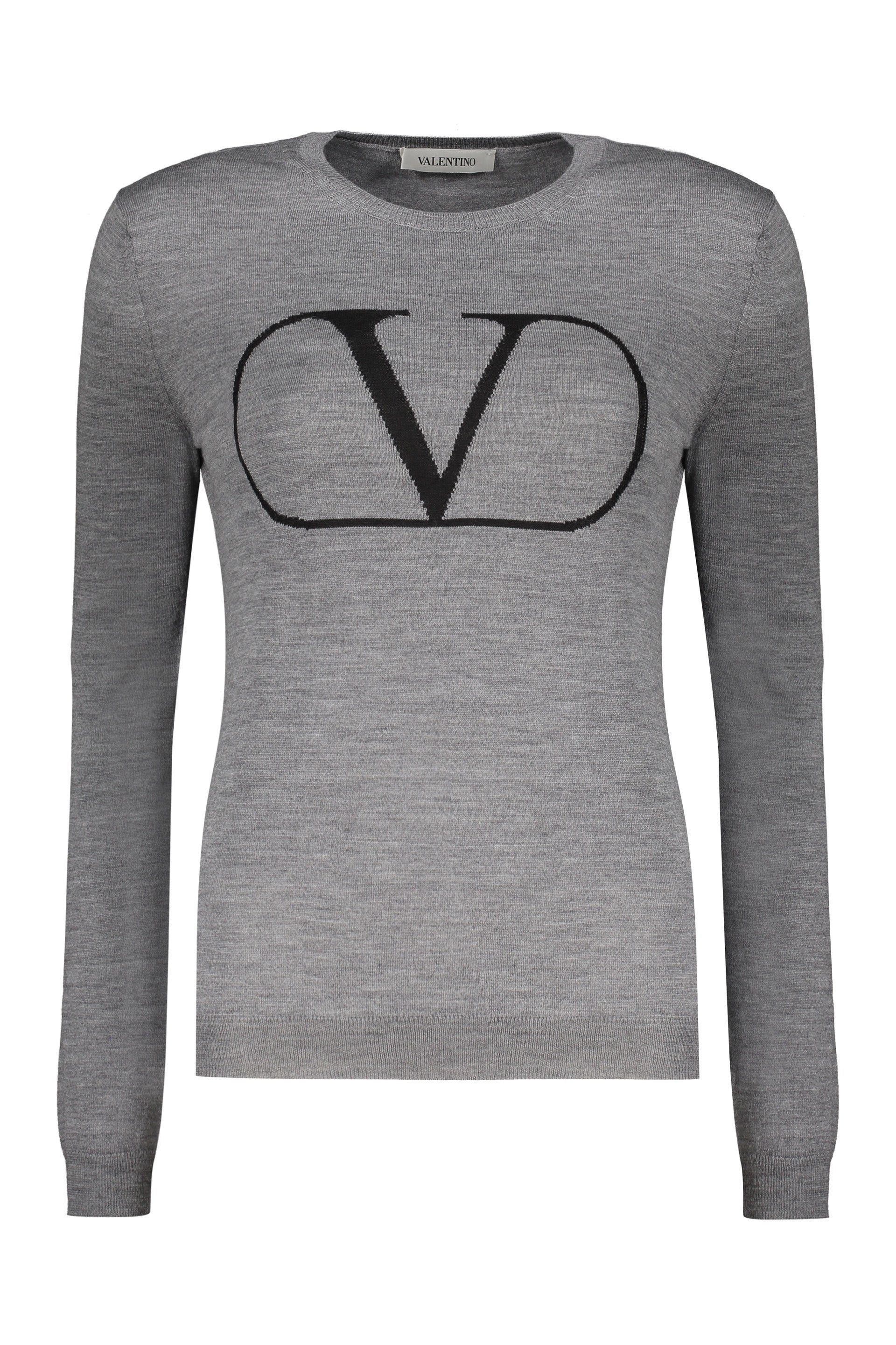 Valentino WOMEN'S GREY WOOL LOGO SWEATER Size M / US 6-8 / IT 42-44 - 1 Thumbnail