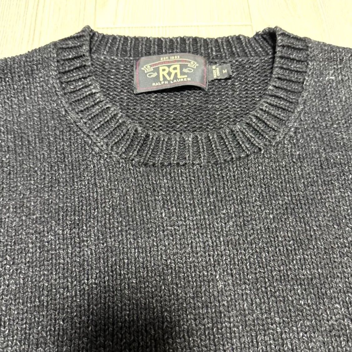 Ralph Lauren RRL RALPH LAUREN Men's Sweater M Gray Black Cotton Knit Crew Neck 00's Pullover Size US M / EU 48-50 / 2 - 7 Thumbnail