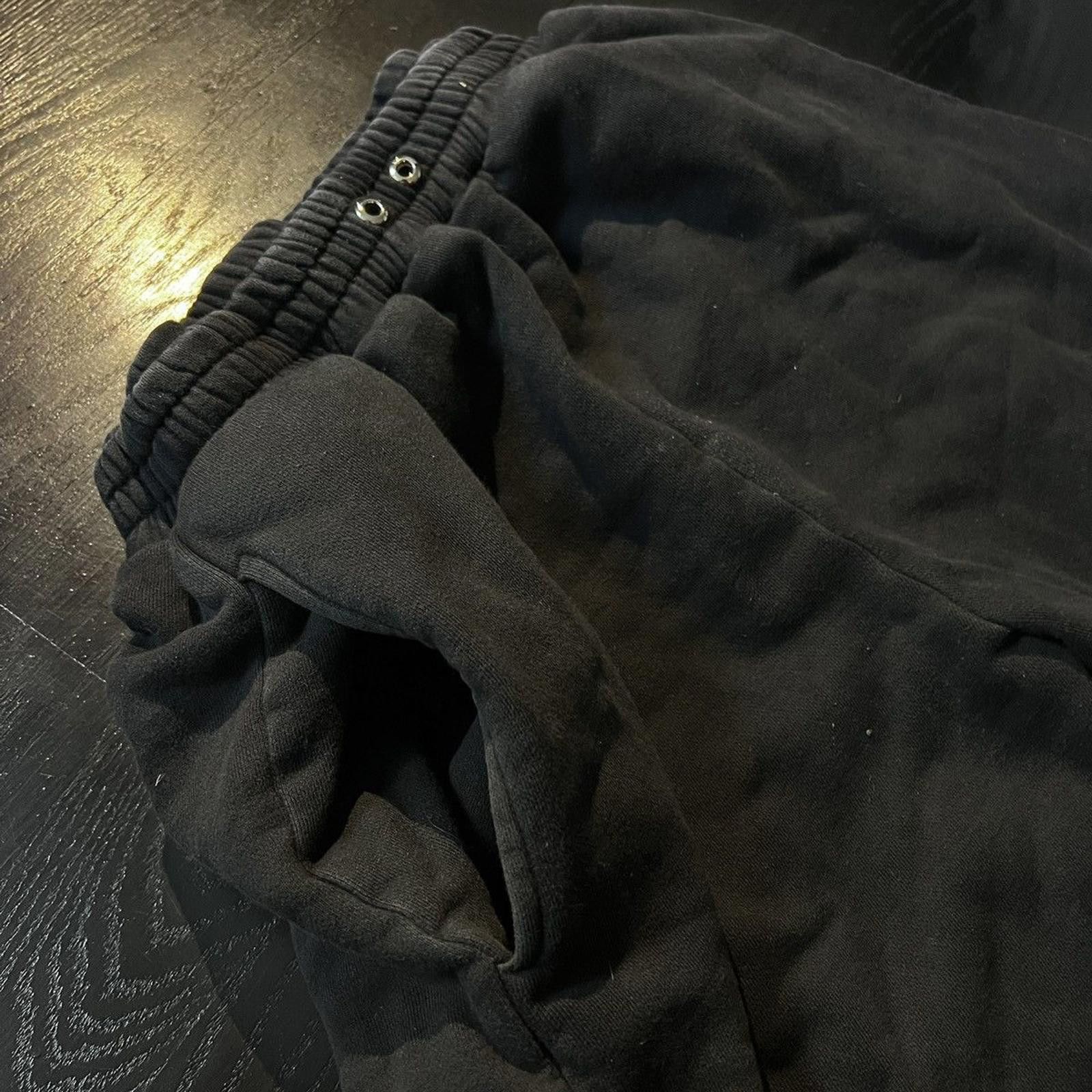 Designer Black Double-Waisted Wide Leg Sweatpants Size US 32 / EU 48 - 4 Thumbnail