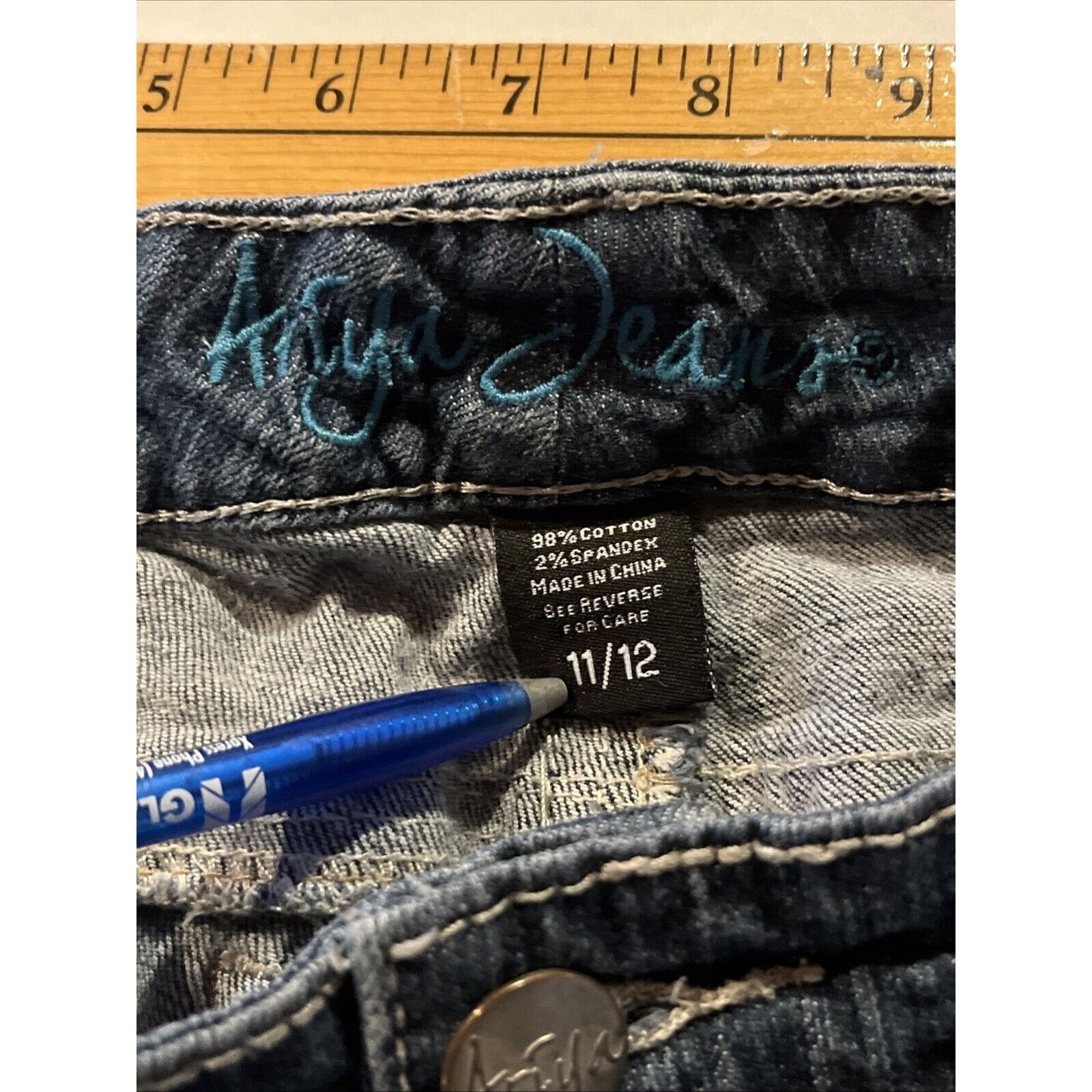 Other Ariya Jeans Women’s 11 / 12 Blue Denim 29x27 Distressed Size 29" - 10 Thumbnail