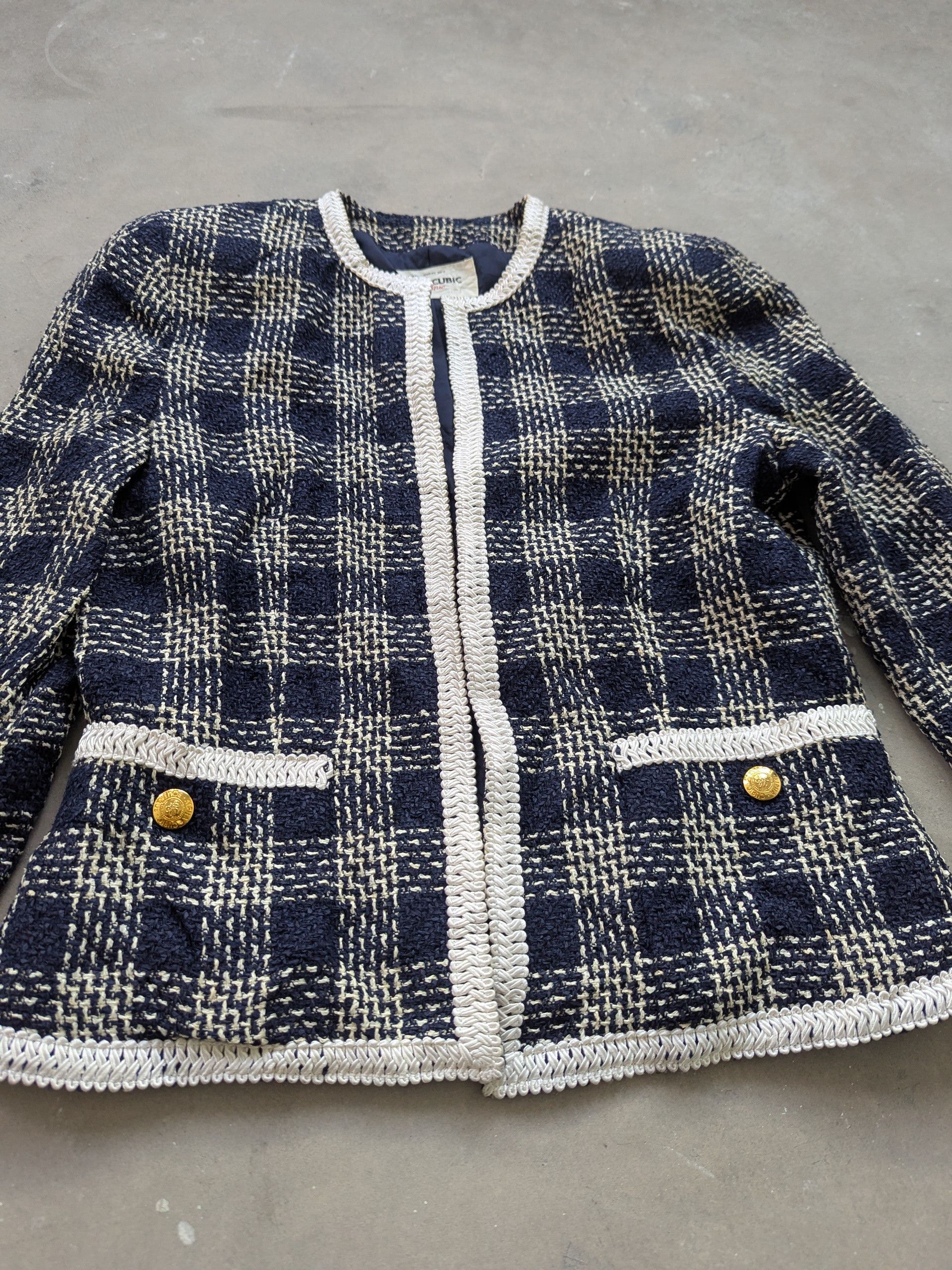 Japanese Brand × Vintage Vintage Wool Tweed Jacket Alpha Cubic Inspired Chanel Size S / US 4 / IT 40 - 7 Thumbnail