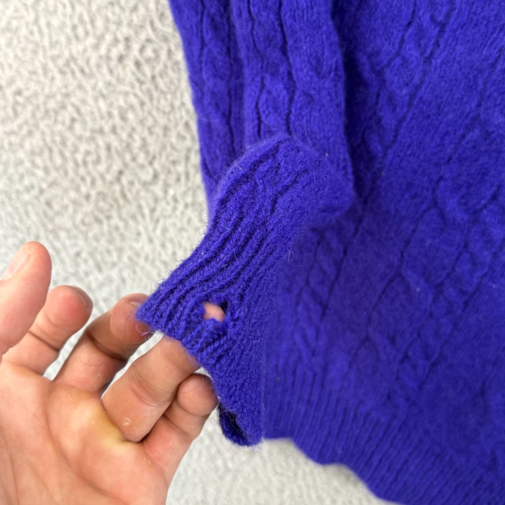 MooRER VINTAGE Jennifer Moore Sweater Women’s Small Purple Cable Knit 80s Wool Pullover Size S / US 4 / IT 40 - 6 Thumbnail