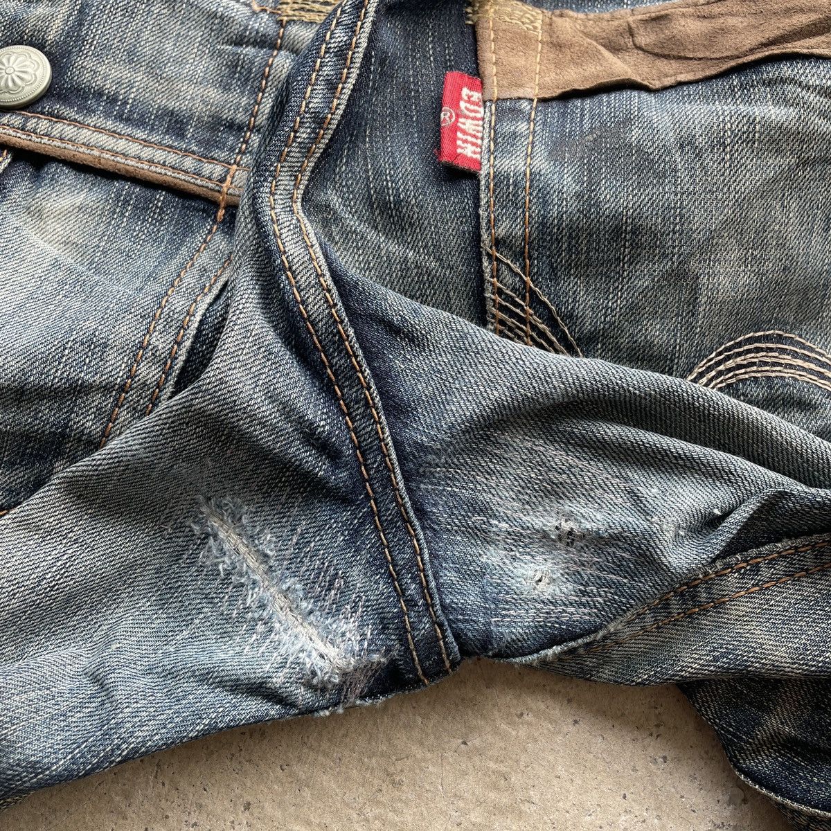 Edwin Vintage Edwin Distressed Mud Wash Jeans Faded Denim Pants Size US 28 / EU 44 - 11 Thumbnail
