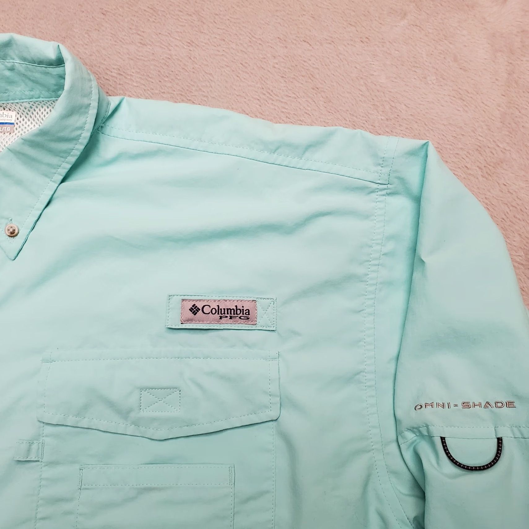 Vintage Columbia Performance Fishing Gear Shirt Men XL Turquoise Omni Shade Vented Nylon Shirt Size US XL / EU 56 / 4 - 3 Thumbnail