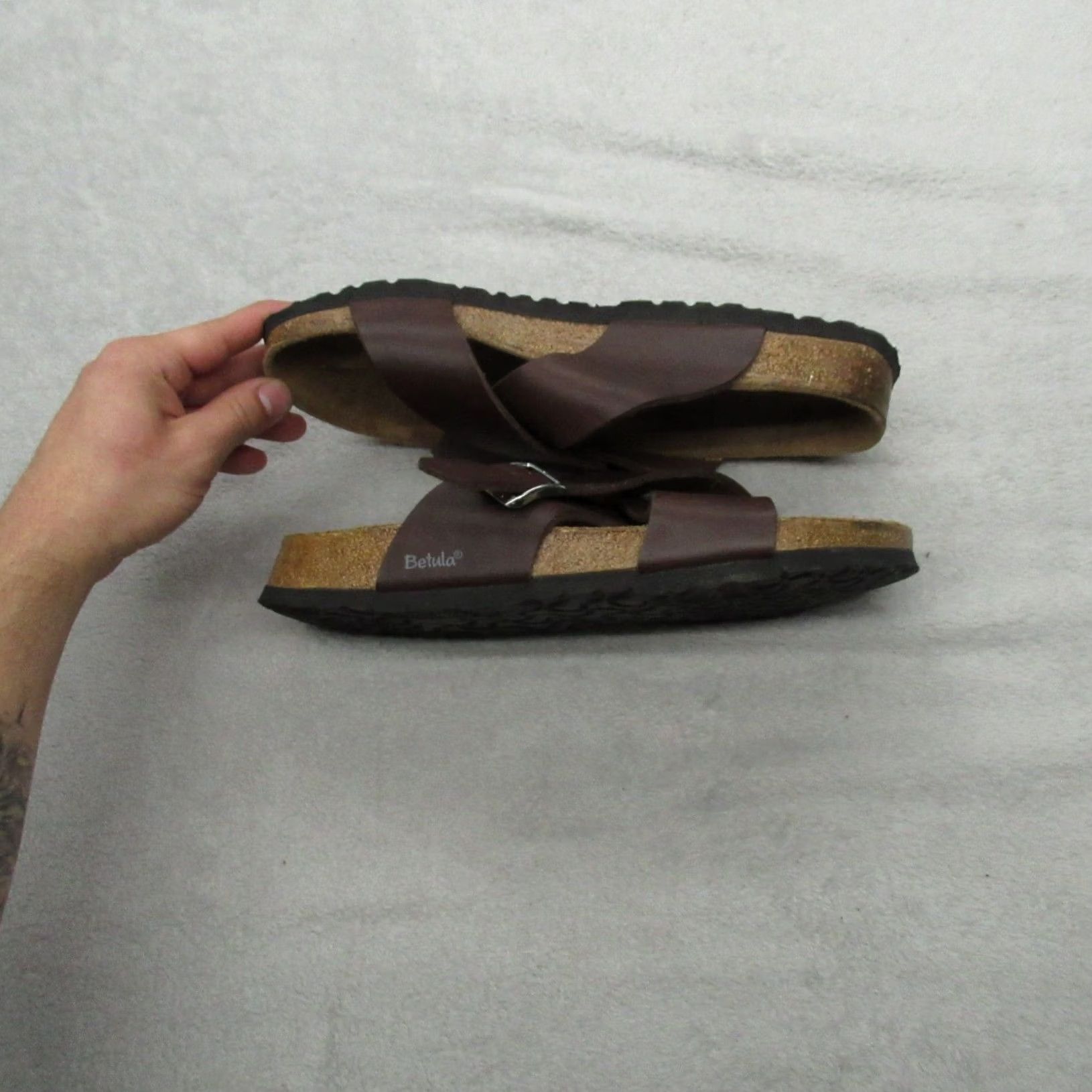 Birkenstock Birkenstock Betula Unisex Sandals Cross Strap Cork Footbed Brown Adjustable Buckle Slide Size ONE SIZE - 3 Thumbnail