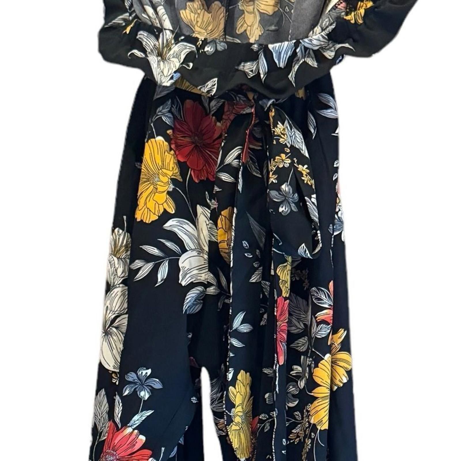 Shein SHEIN. Floral VCAY Wide Leg Pants Matching Belt. Size Small. Size 28" / US 6 / IT 42 - 8 Thumbnail