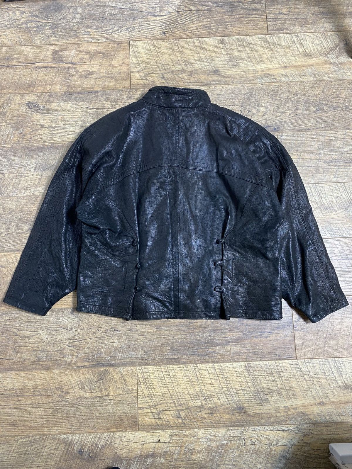 Vintage Italian Designer Vintage Black Textured Leather Moto Jacket Size M / US 6-8 / IT 42-44 - 6 Thumbnail