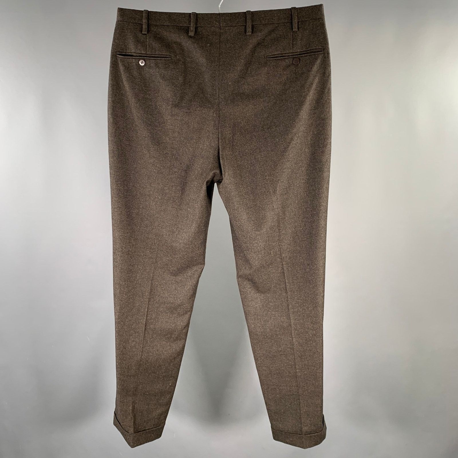 Kiton KITON 36 Brown Heather Wool Cashmere Flat Front Dress Pants Size US 36 / EU 52 - 2 Thumbnail