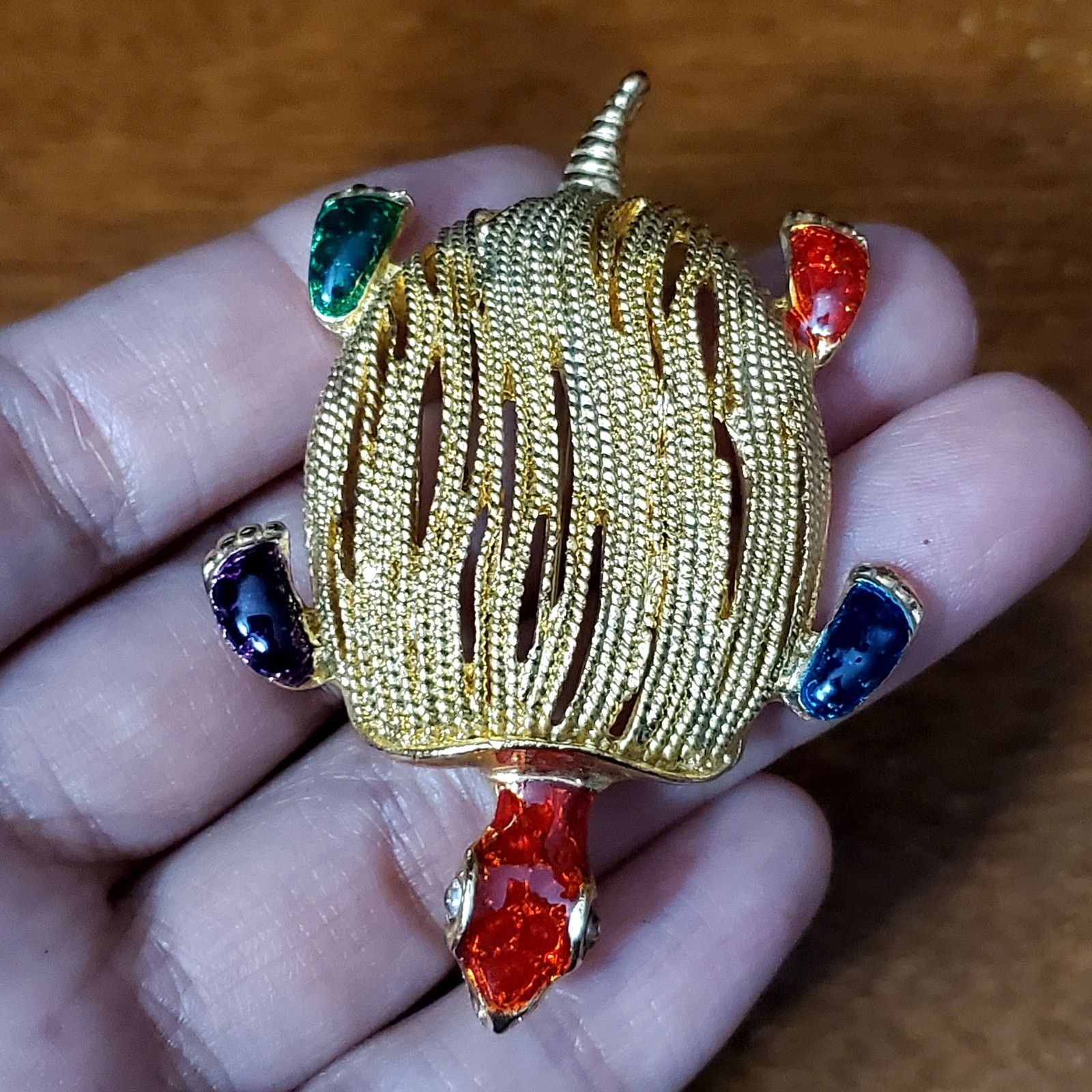 Other Turtle Brooch Enamel Openwork Reptile Figural Vtg 2.25" Size ONE SIZE - 1 Thumbnail