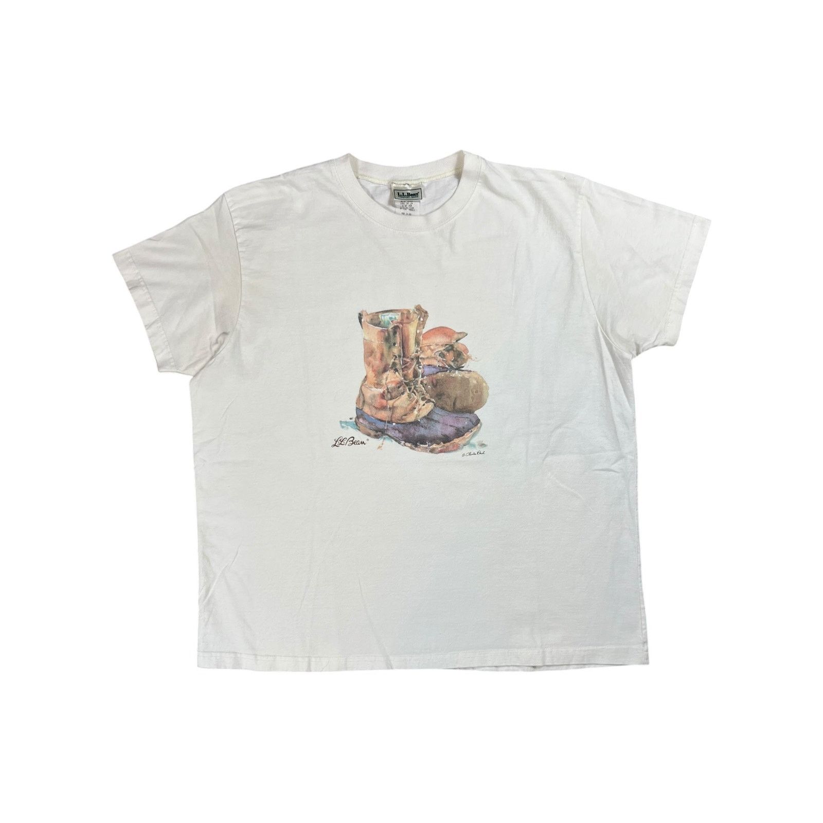 Vintage Vintage 90s L.L. Bean Boots painting art tee (M) Size XL / US 12-14 / IT 48-50 - 1 Thumbnail