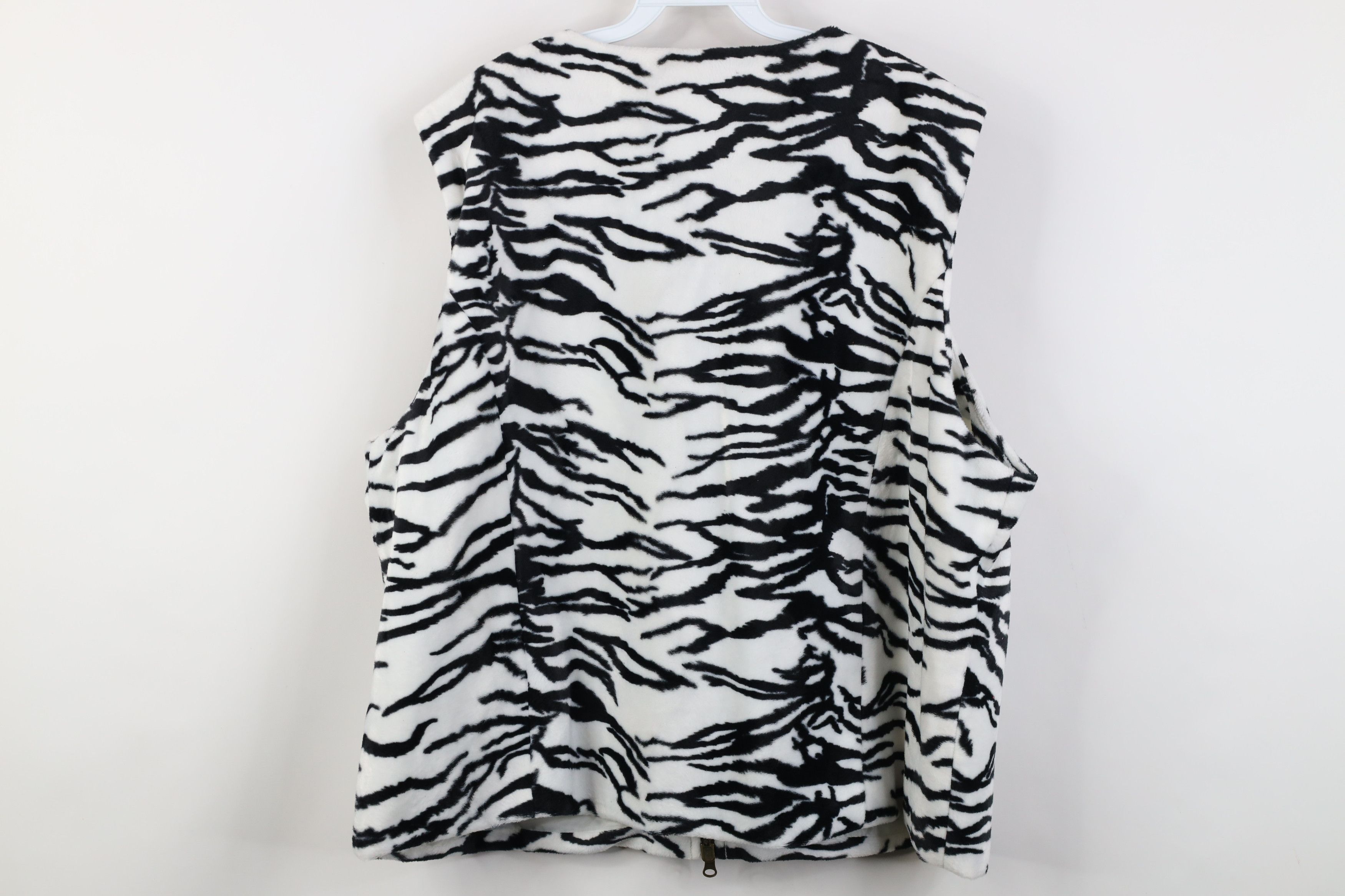Vintage Vintage 90s Streetwear Zebra Striped Fleece Vest Jacket Size XXL / US 16-18 / IT 52-54 - 7 Thumbnail