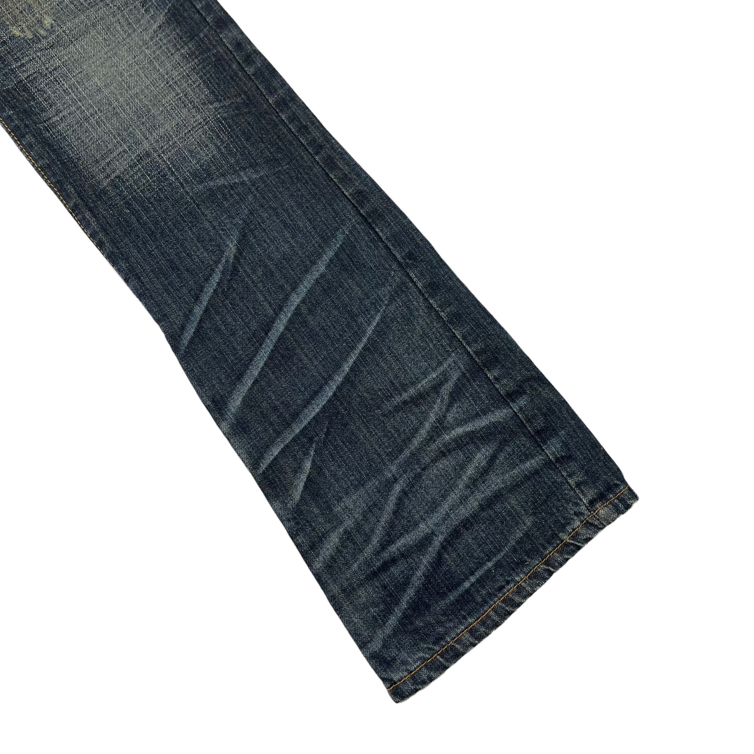 14th Addiction × If Six Was Nine × KMRii Flare Punk Sick Distressed Washed Japanese Denim Pants Size US 30 / EU 46 - 7 Thumbnail