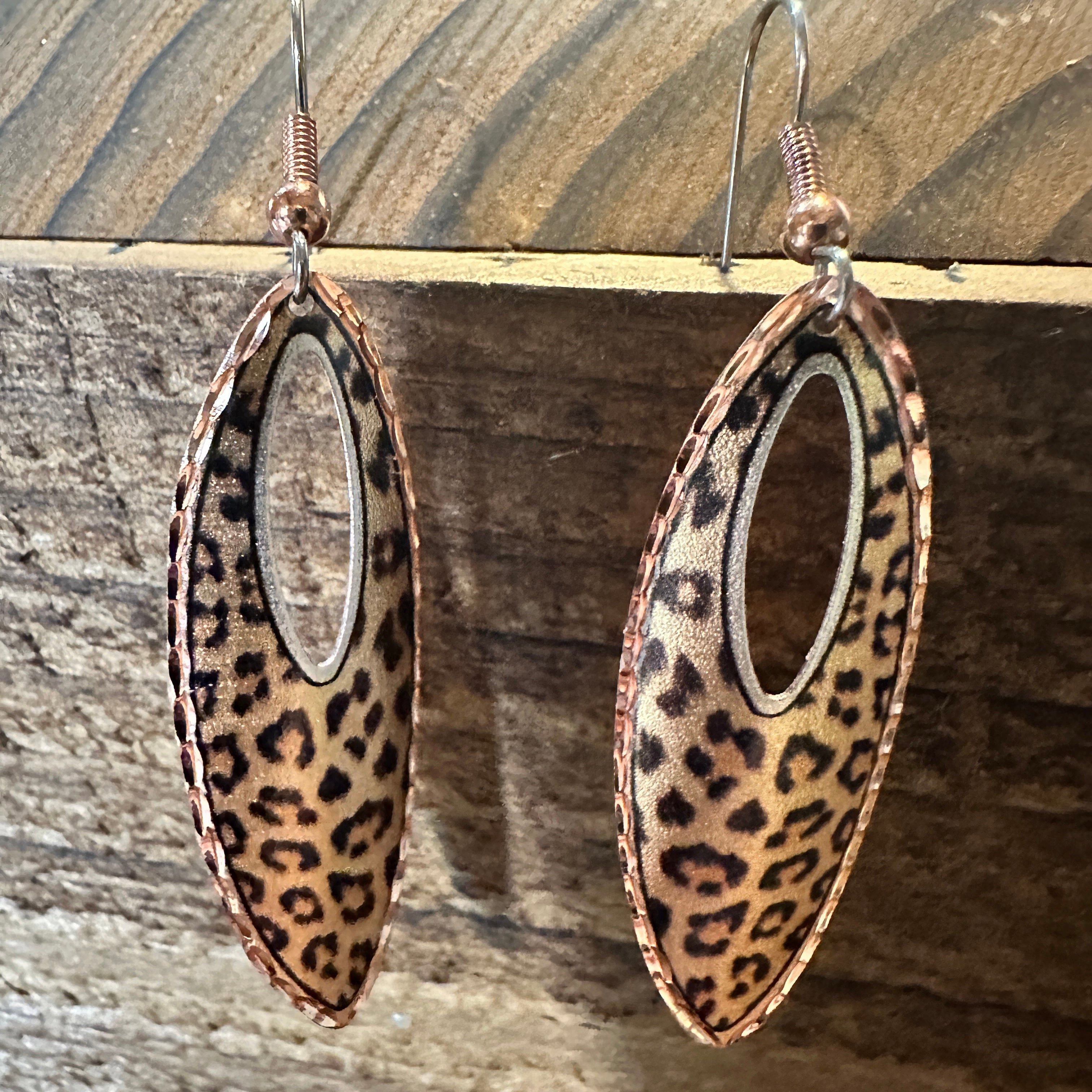 Other Handmade Boho Copper Earrings, Tear Drop Leopard Wire Earrin Size ONE SIZE - 1 Thumbnail