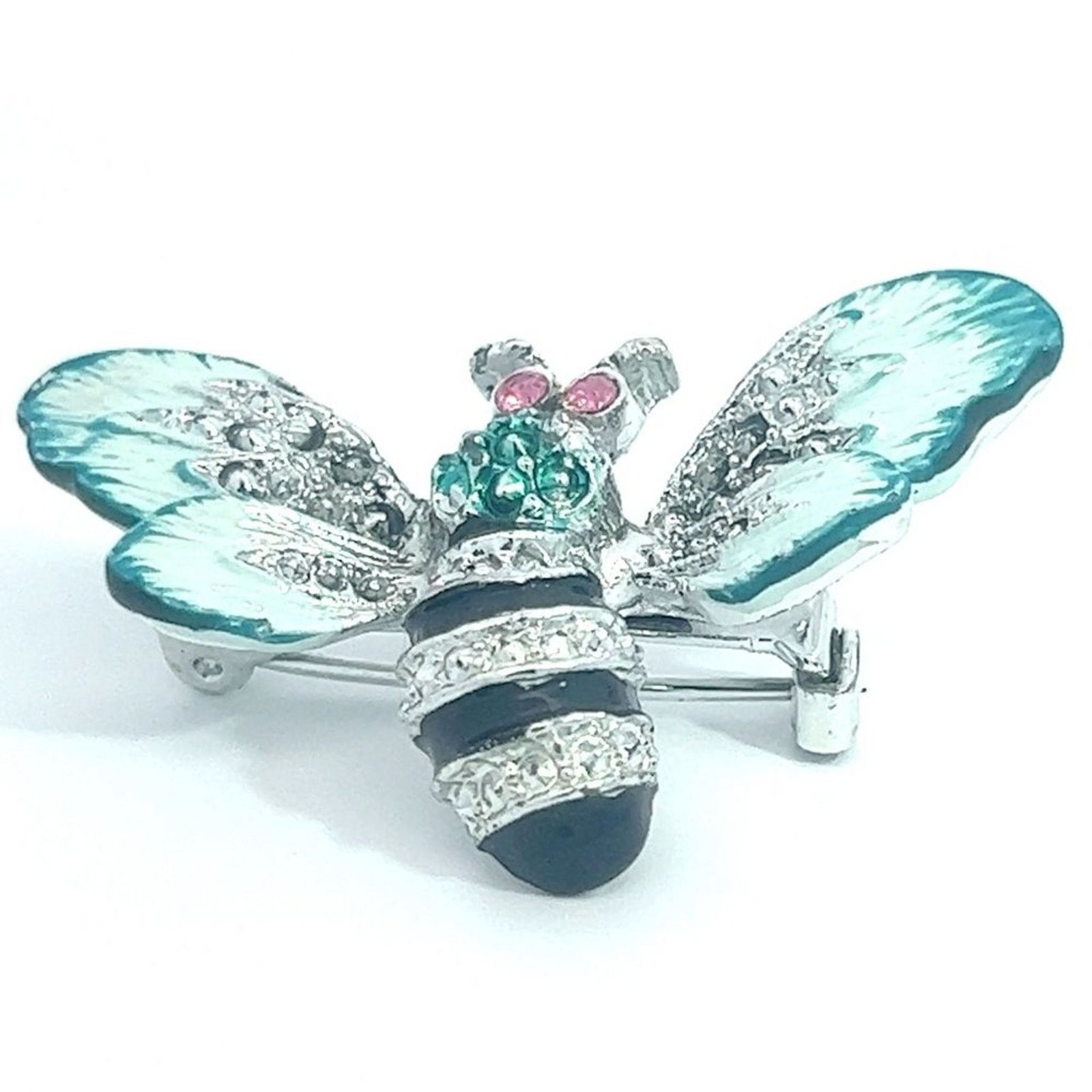 & Other Stories Beautiful Sparkling Rhinestone Green Black Silver Bee Brooch Size ONE SIZE - 4 Thumbnail