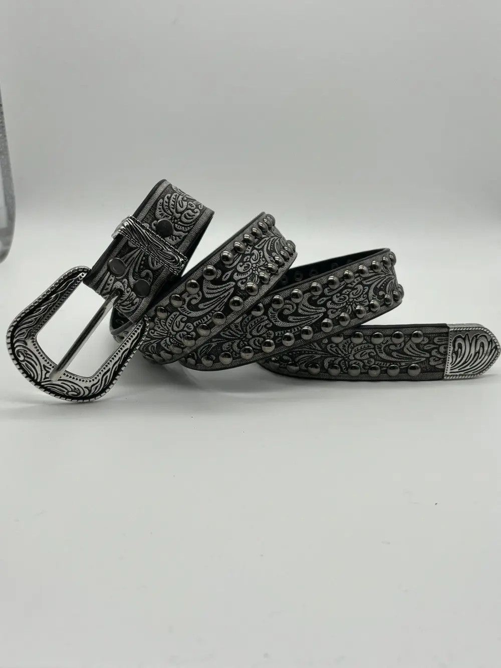 Japanese Brand × Vintage Gothic Studded Belt (cement gray) Size ONE SIZE - 2 Thumbnail